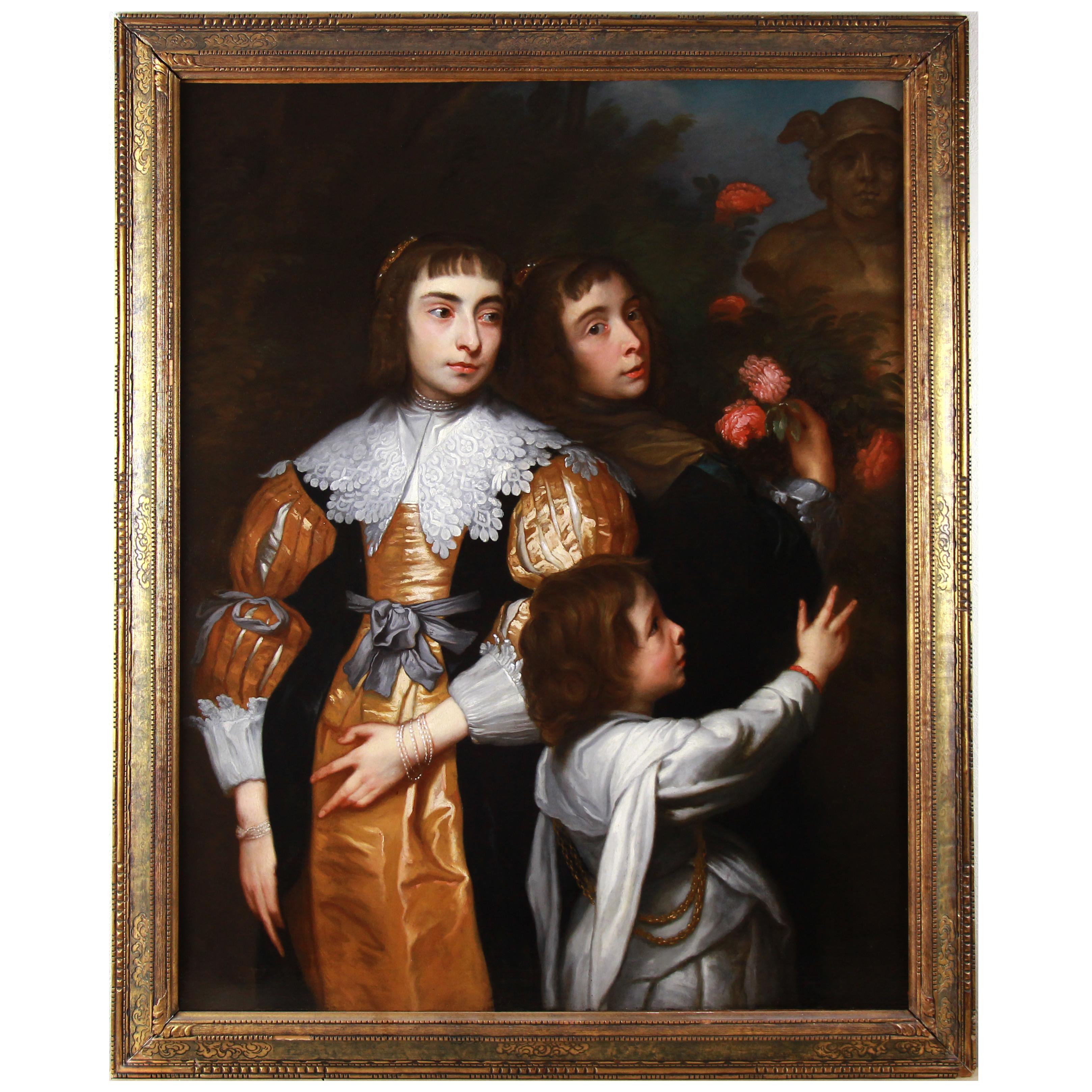 (After) Anthony Van Dyck Figurative Painting - Oil On Canvas Family Portrait After Sir Anthony Van Dyck