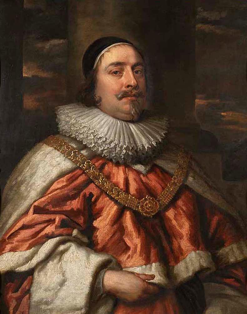 Portrait of Sir Edward Littleton, First Baron Lyttleton, Old Masters Oil - Painting by (After) Anthony Van Dyck