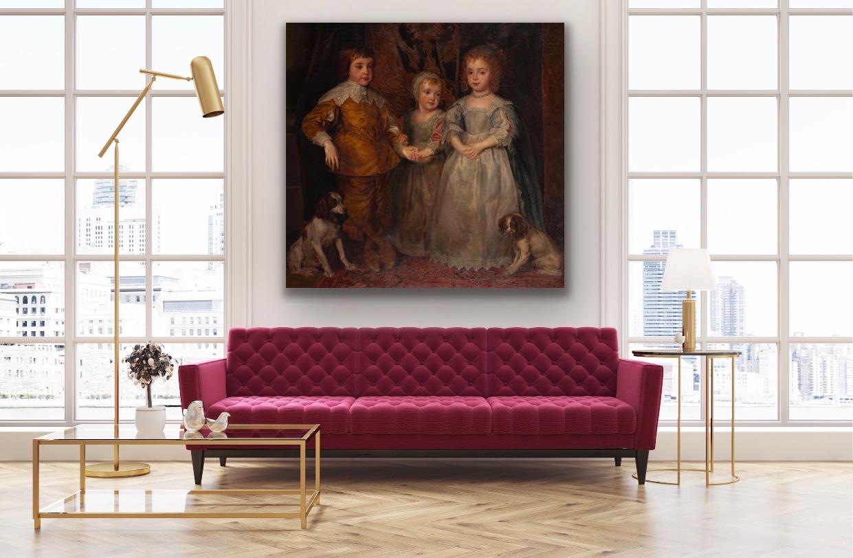 The Three Eldest Children of King Charles I (1600 -1649) - Old Masters Painting by (After) Anthony Van Dyck