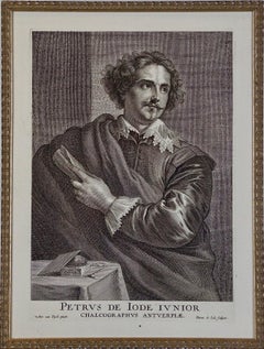 A Framed Portrait of Old Master Artist Petrus de Jode by Anthony van Dyck