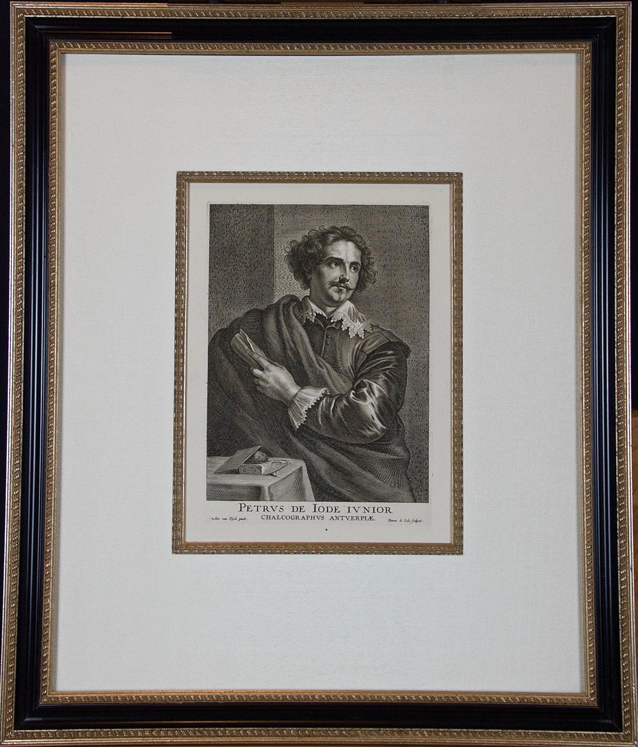 (After) Anthony Van Dyck Print - A Framed Portrait of Old Master Artist Petrus de Jode by Anthony van Dyck