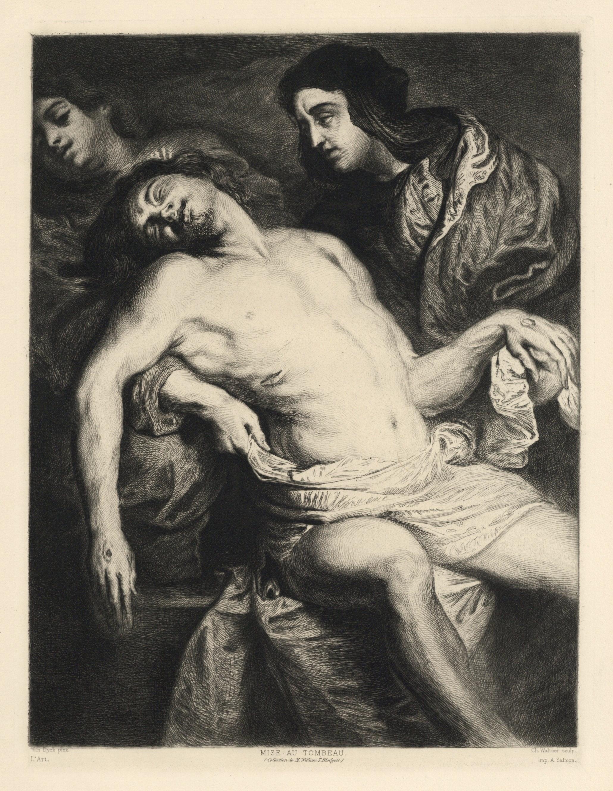 "Grabado "Mise au Tombeau - Print de (After) Anthony Van Dyck