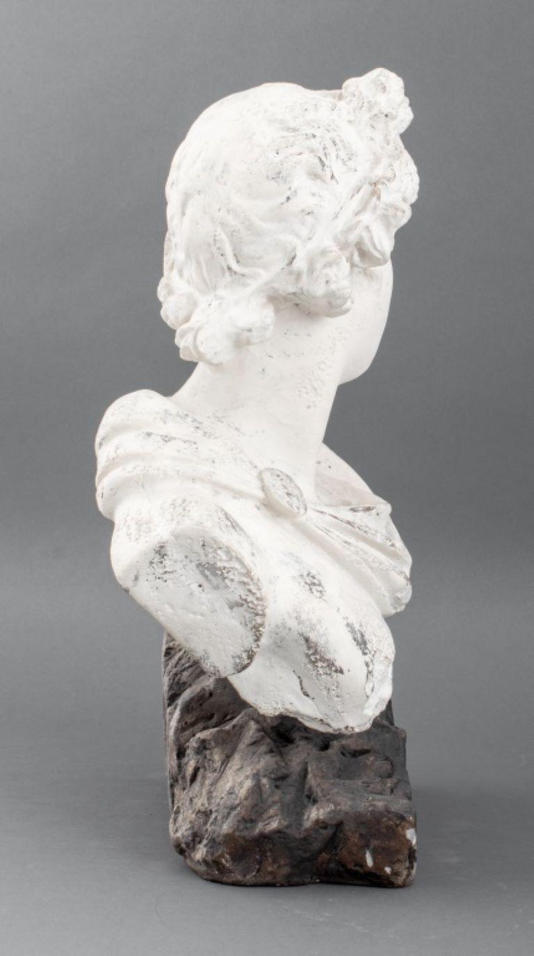 19th Century After Apollo Belvedere Cast Stone Bust Sculpture