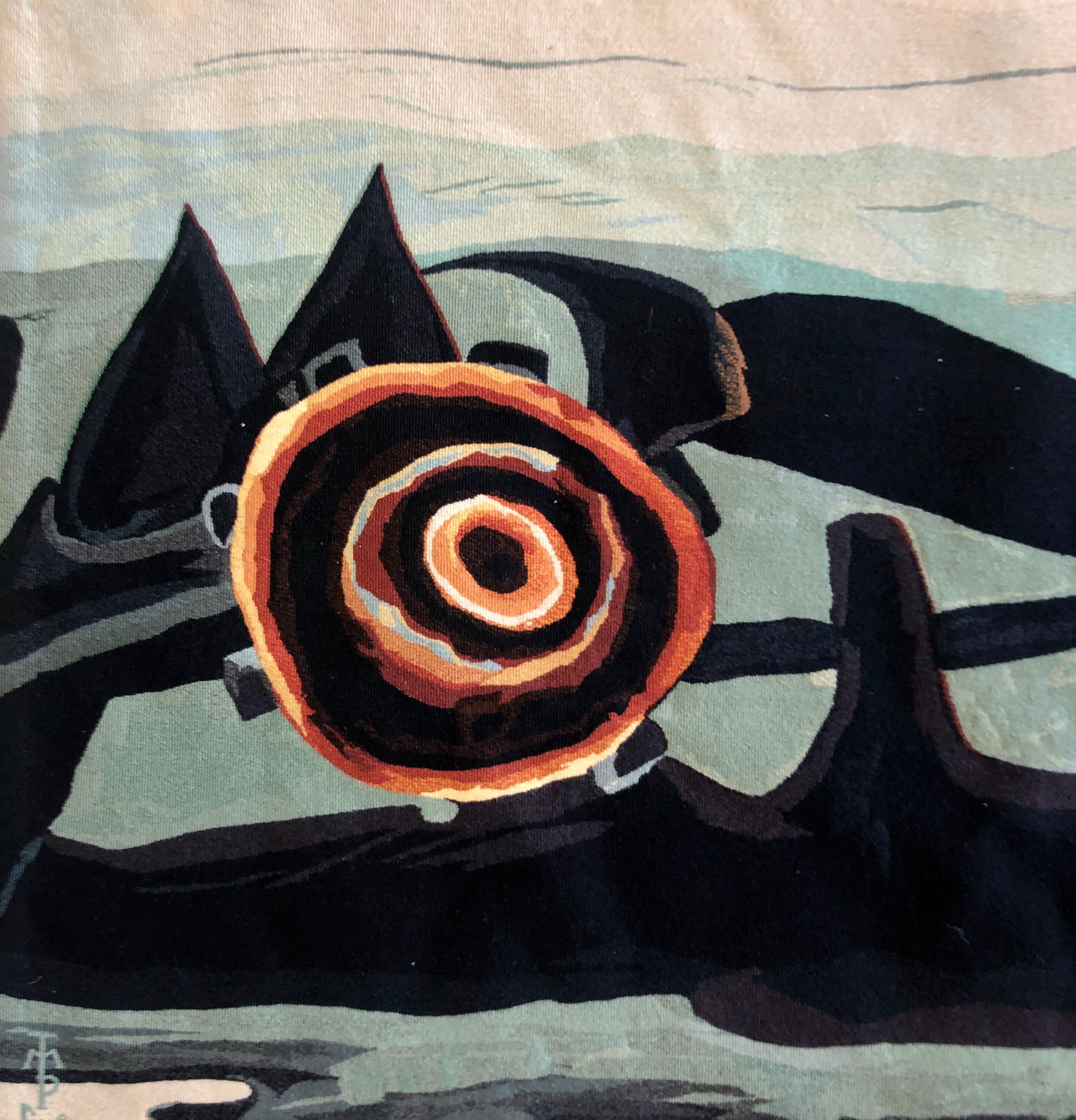 Handmade Wool Tapestry Abstract American Modernist Arthur Dove Aubusson Style  For Sale 7
