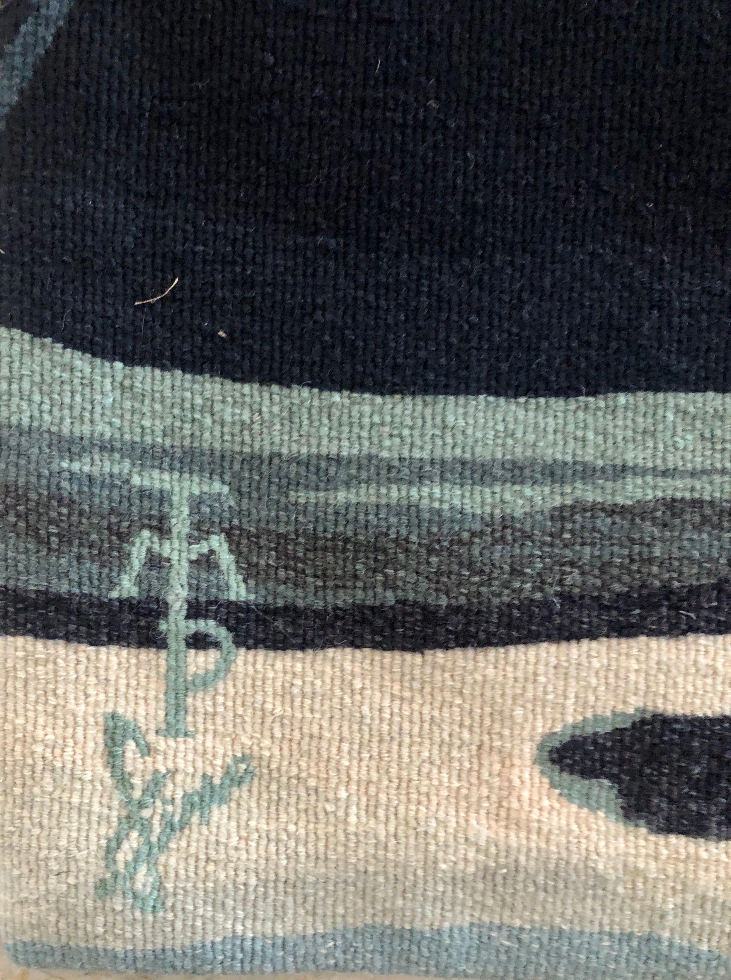 Tapiz de Lana Hecho a Mano Abstracto Modernista Americano Arthur Dove Estilo Aubusson - Landscape Painting Negro de (after) Arthur Dove