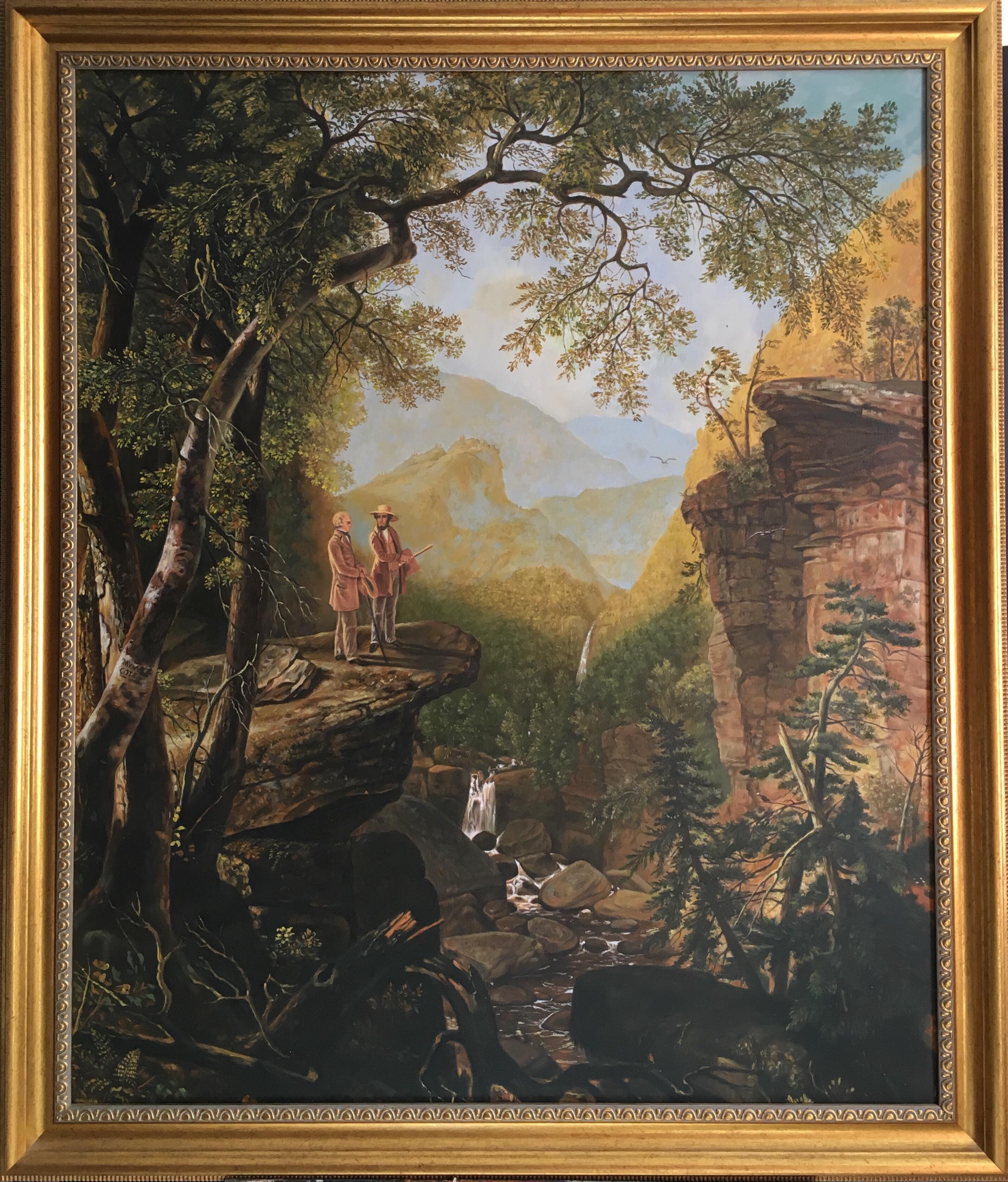 (After) Asher Brown Durand Figurative Painting - The Kindred Spirits Huge Oil Painting