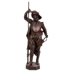 After Auguste Poitevin French Spelter Sculpture of a Cavalier 19th Century 