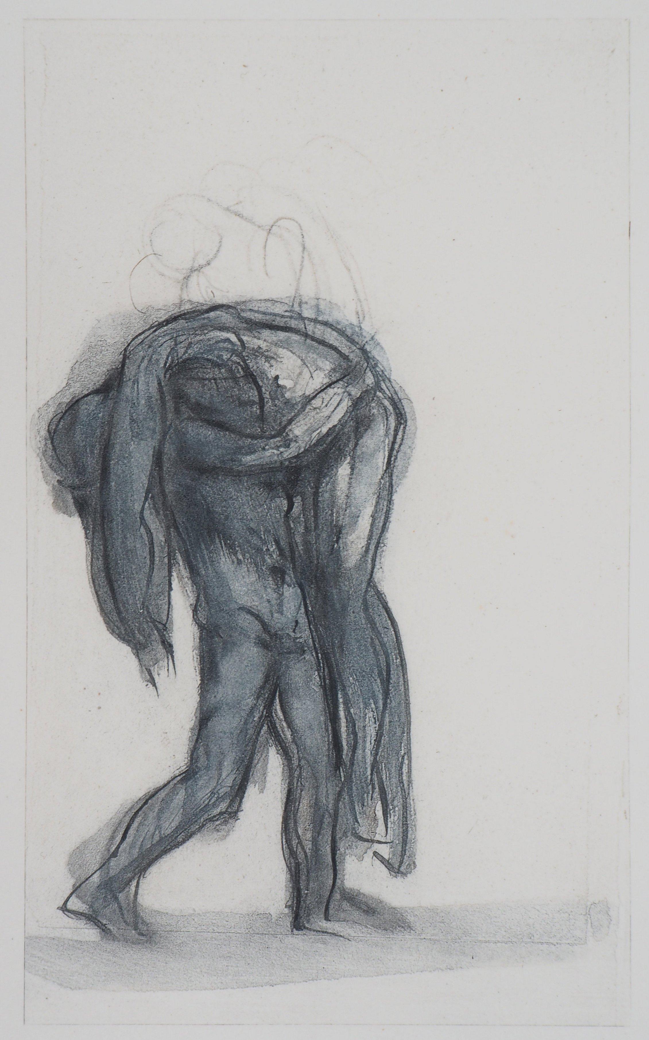 (after) Auguste Rodin Abstract Print - Daemon with a Shadow - Etching, 1897