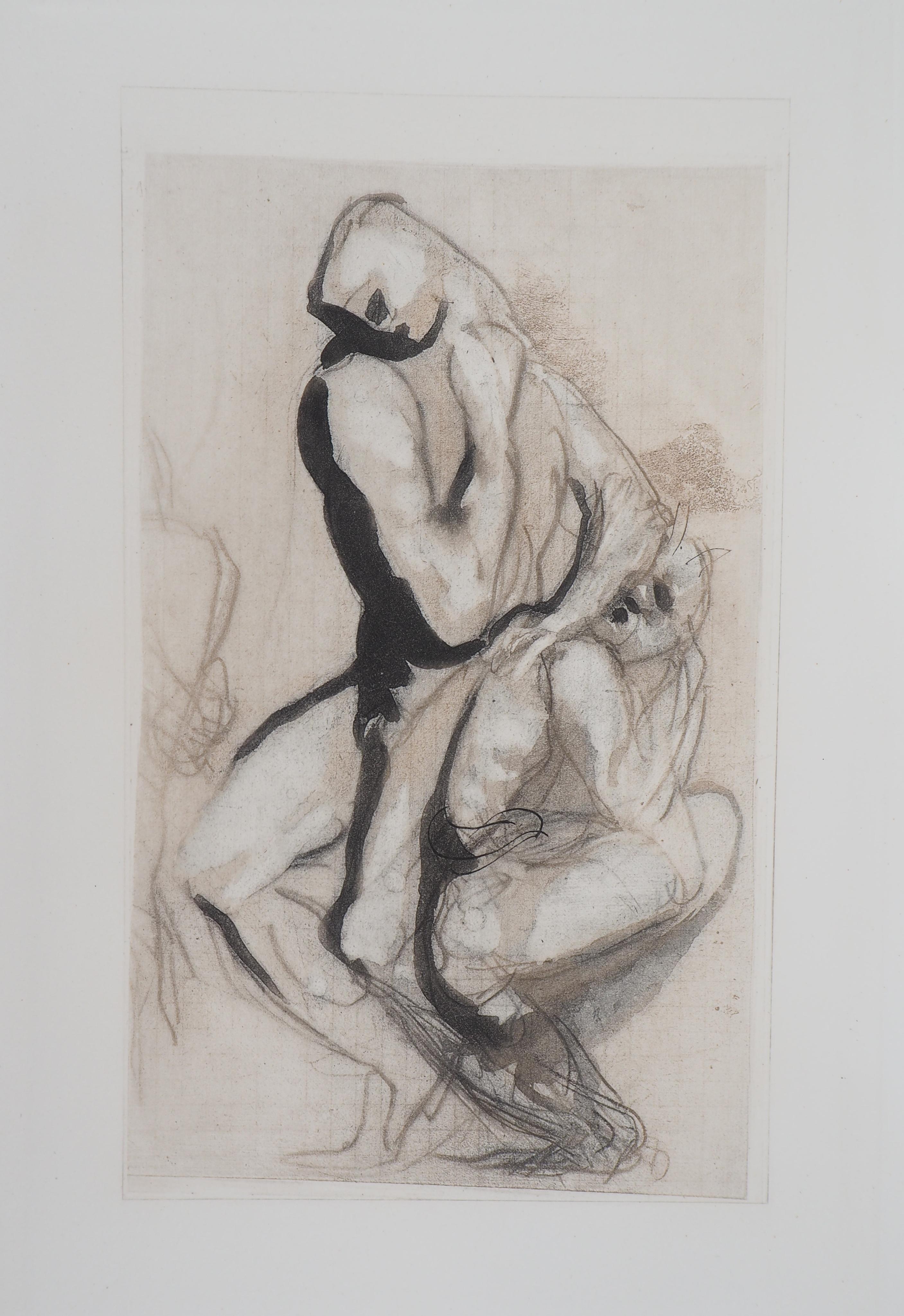 (after) Auguste Rodin Figurative Print - Men's Group (Le Penseur) - Etching, 1897