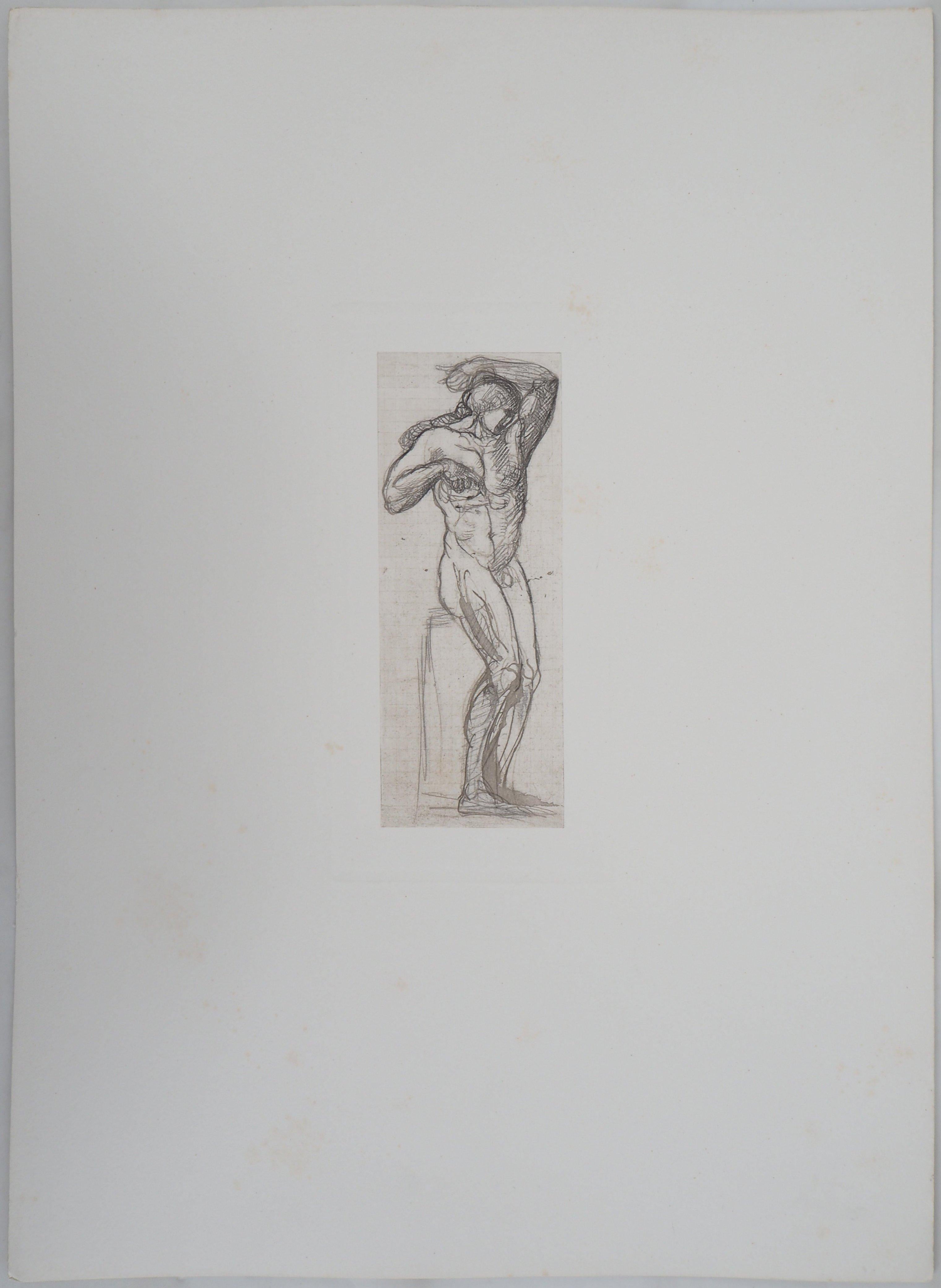 Naked Man - Etching, 1897 - Print by (after) Auguste Rodin