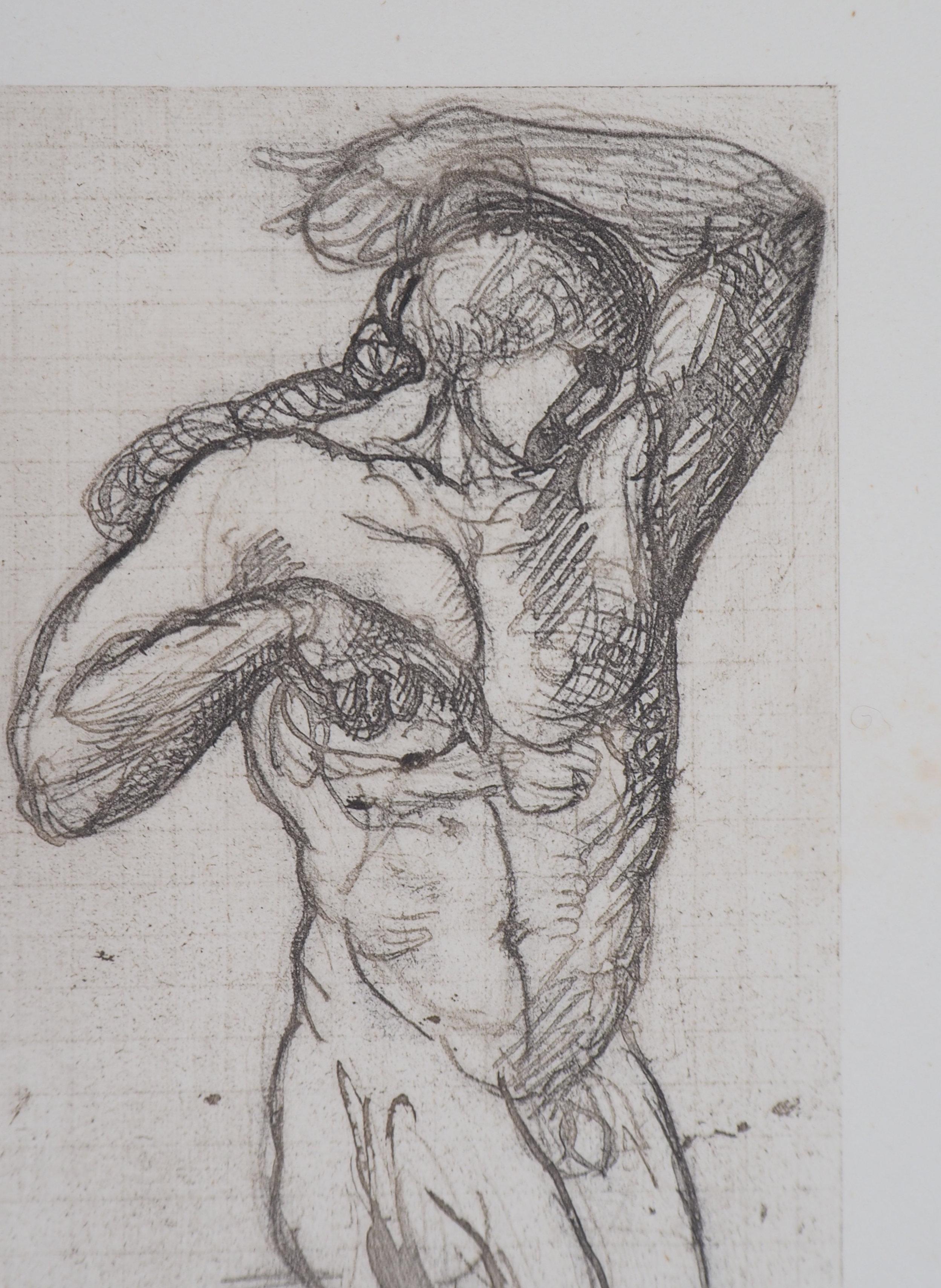 Nackter Mann – Radierung, 1897 (Moderne), Print, von (after) Auguste Rodin