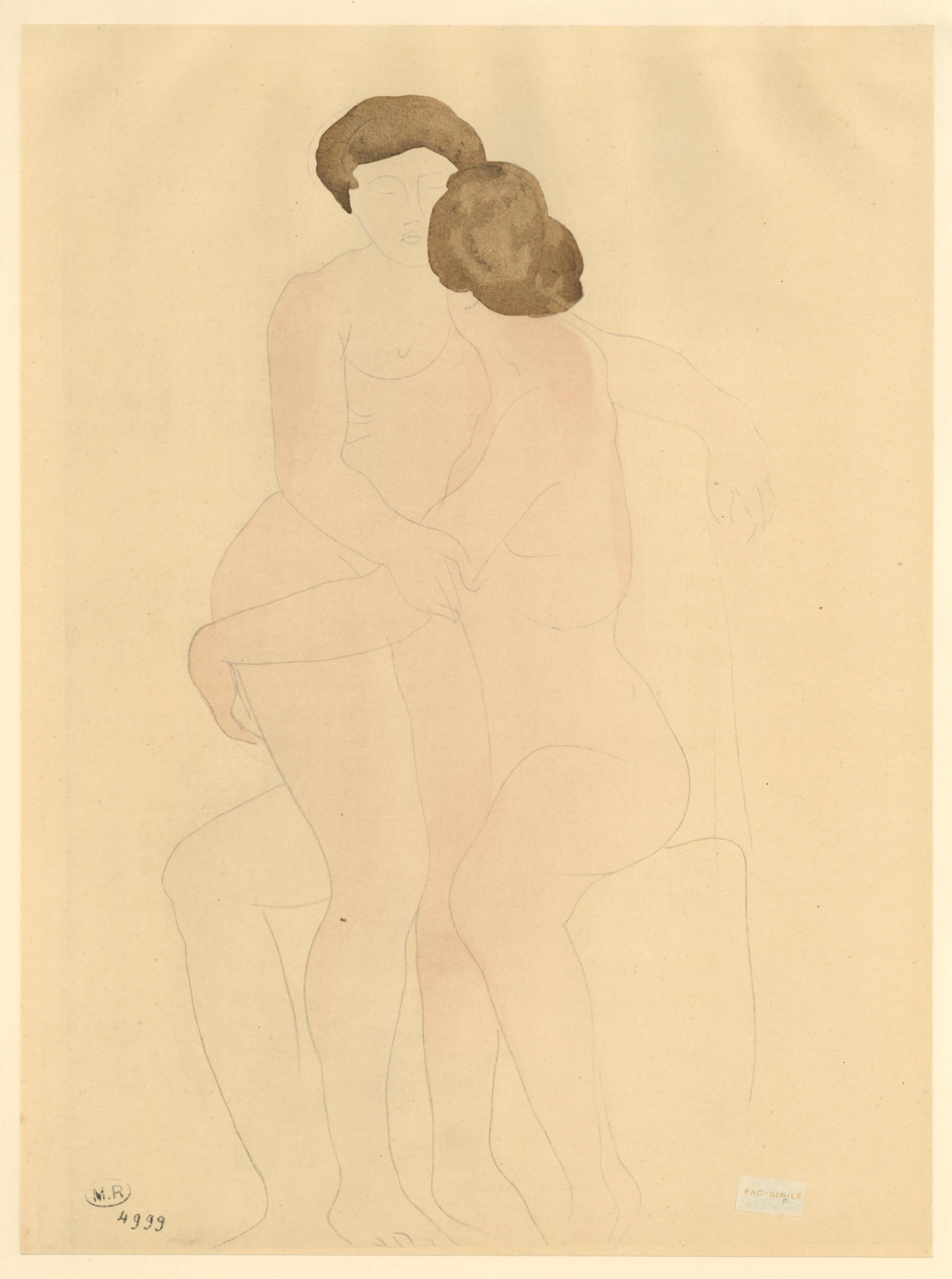 (after) Auguste Rodin Nude Print - pochoir