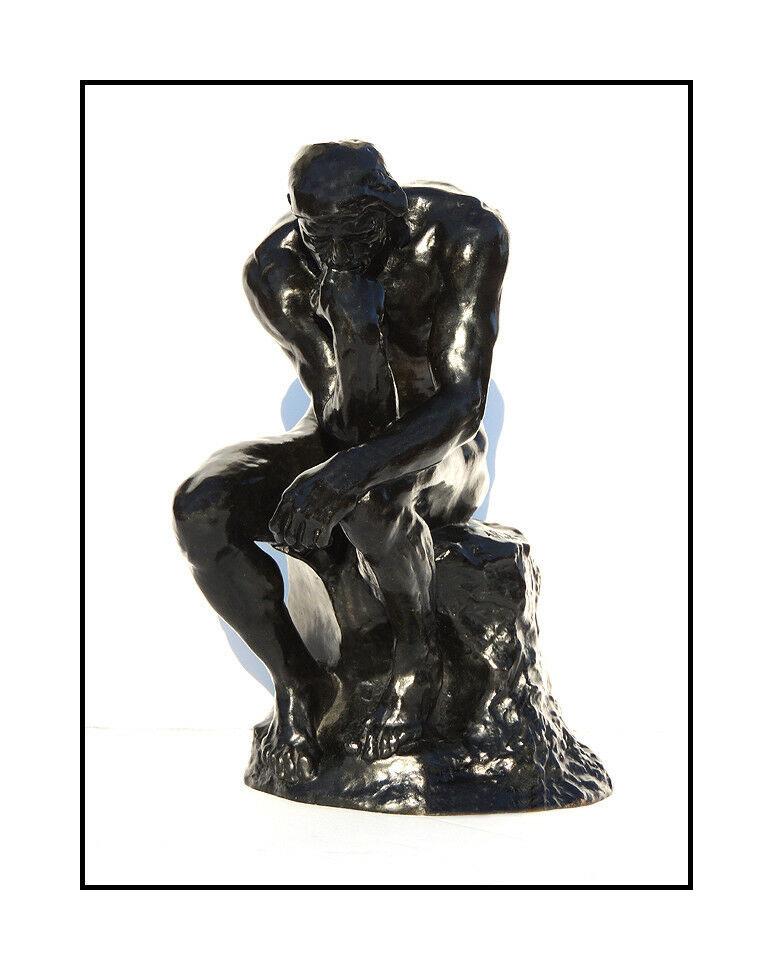 (after) Auguste Rodin Nude Sculpture - Auguste Rodin Rare The Thinker Bronze Sculpture Le Grand Penseur Signed Artwork