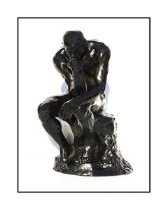 Auguste Rodin Rare The Thinker Bronze Sculpture Le Grand Penseur Signed Artwork