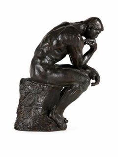 Der Denker, nach Rodin, Sammlung Nelson Rockefeller, großer männlicher Akt aus Bronze
