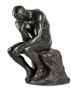 Der Denker, nach Rodin, Sammlung Nelson Rockefeller, großer männlicher Akt aus Bronze