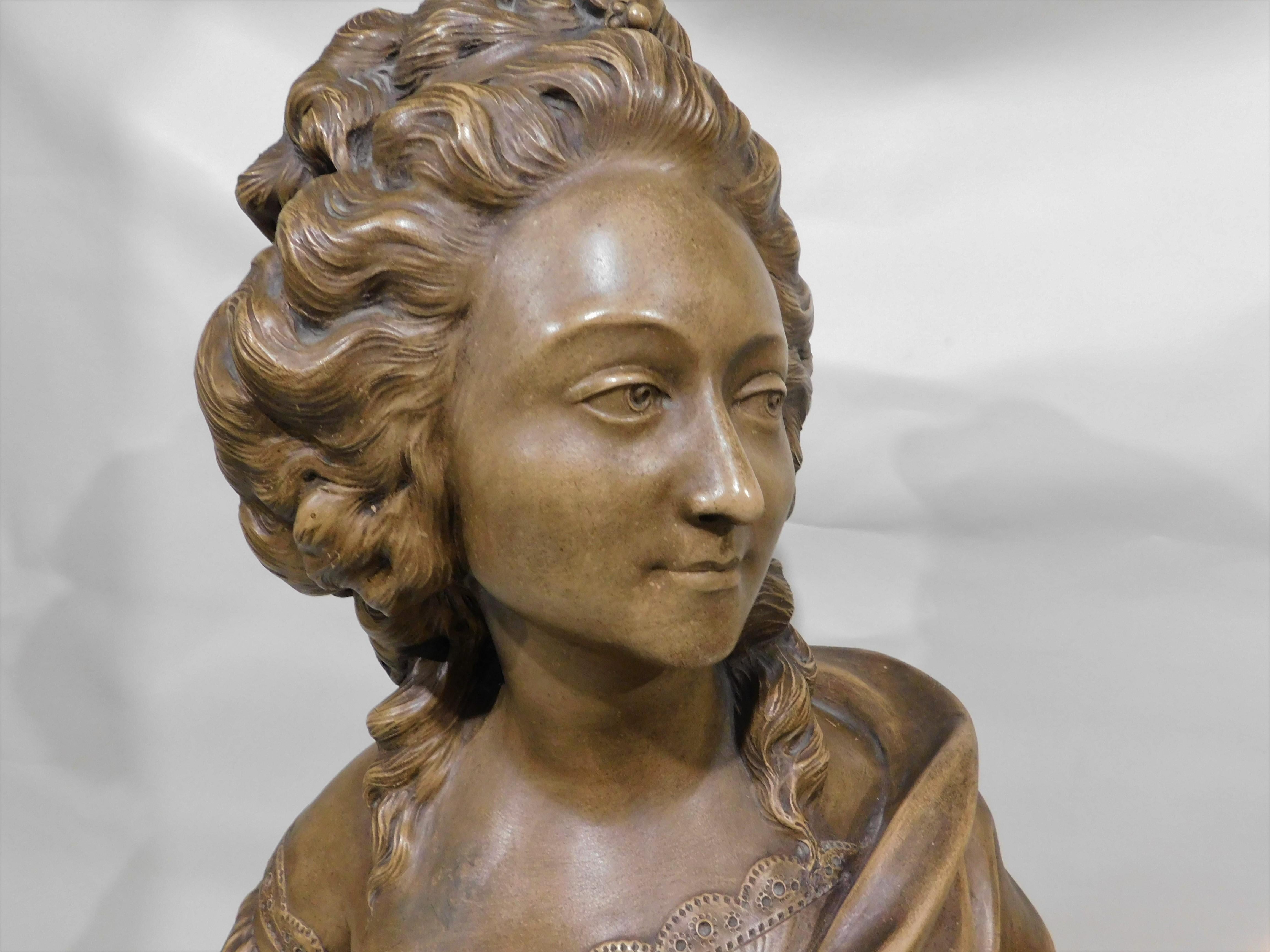 After Augustin Pajou, French, Large Terracotta Bust For Sale 5