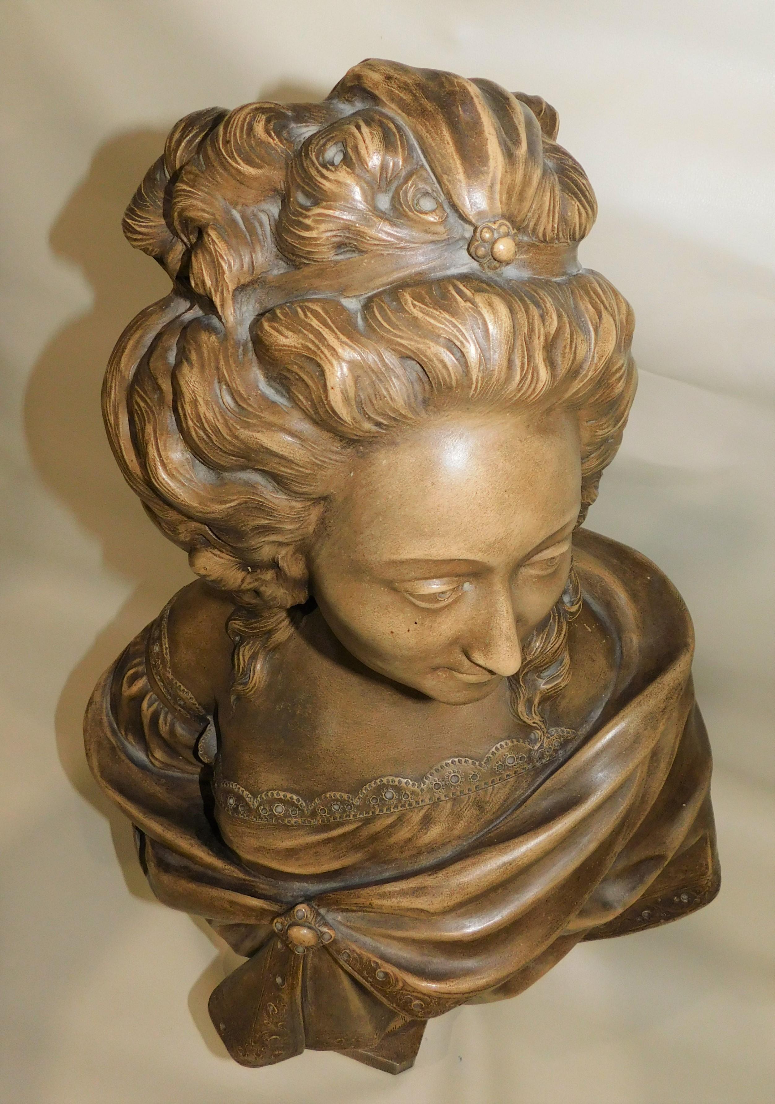 Grand buste en terre cuite d'après Augustin Pajou, français en vente 5