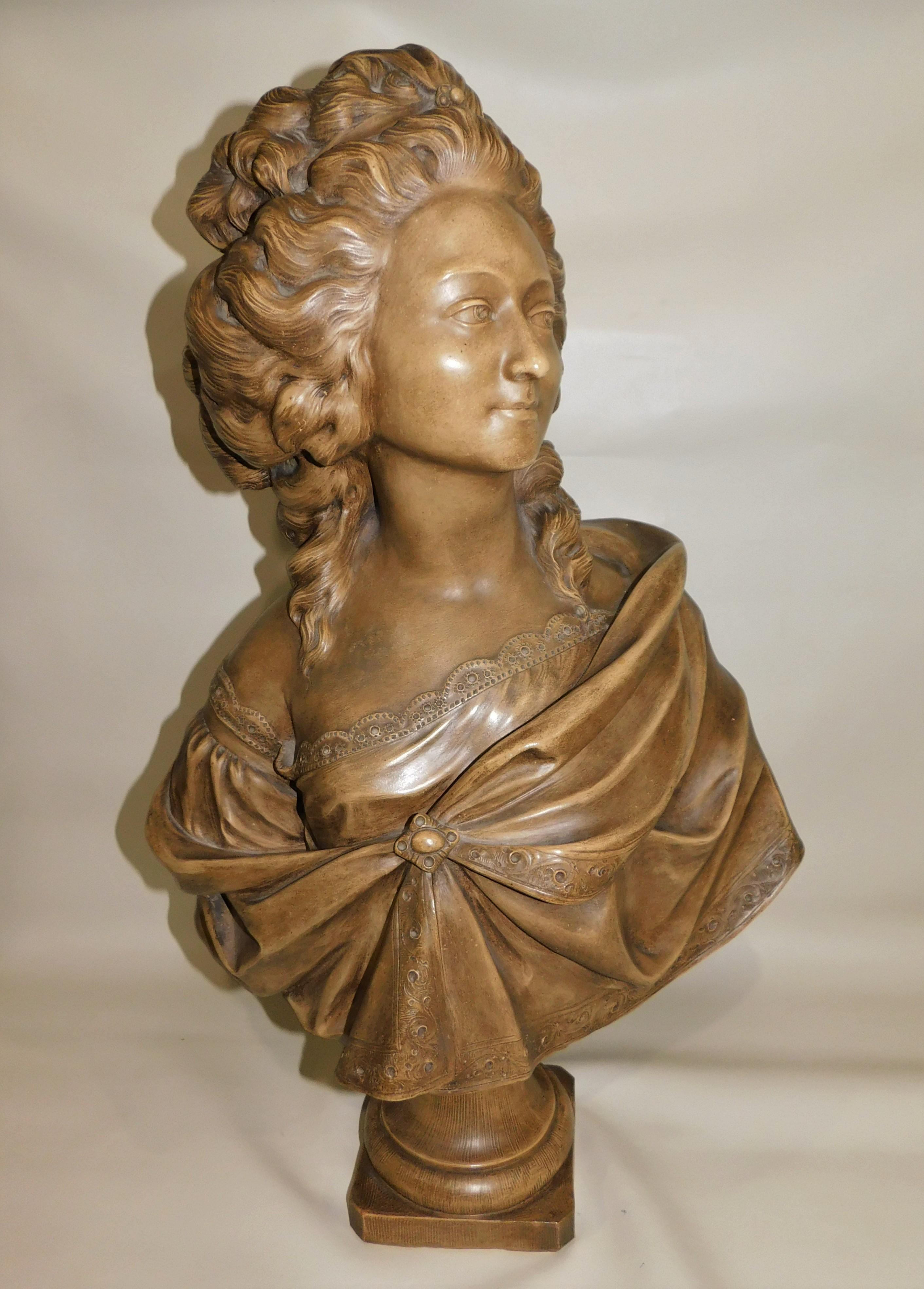 After Augustin Pajou, French, Large Terracotta Bust For Sale 8