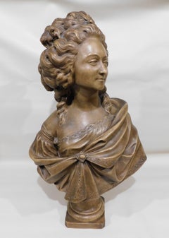 After Augustin Pajou, French, Large Terracotta Bust