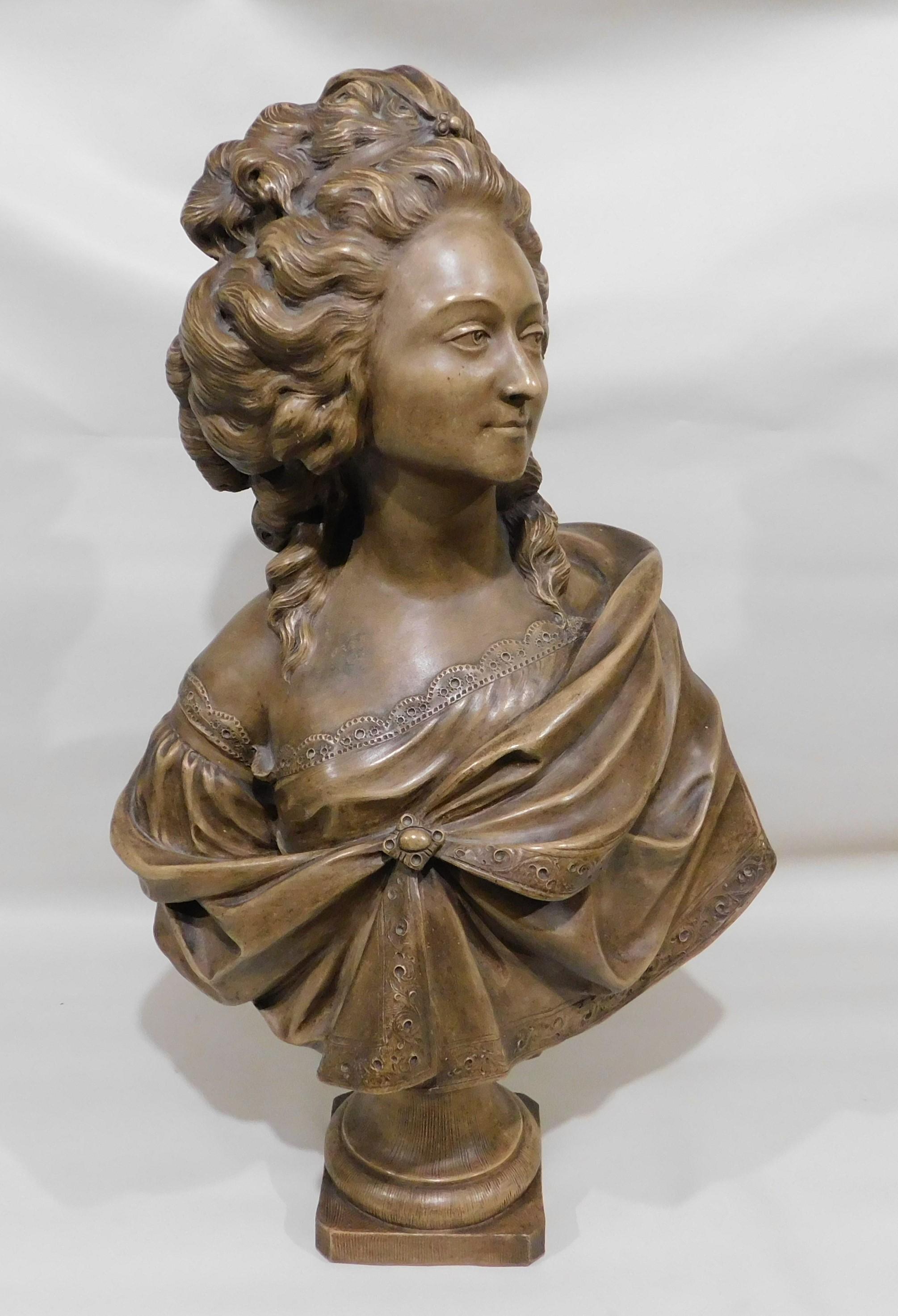 After Augustin Pajou, French, Large Terracotta Bust In Good Condition For Sale In Hamilton, Ontario