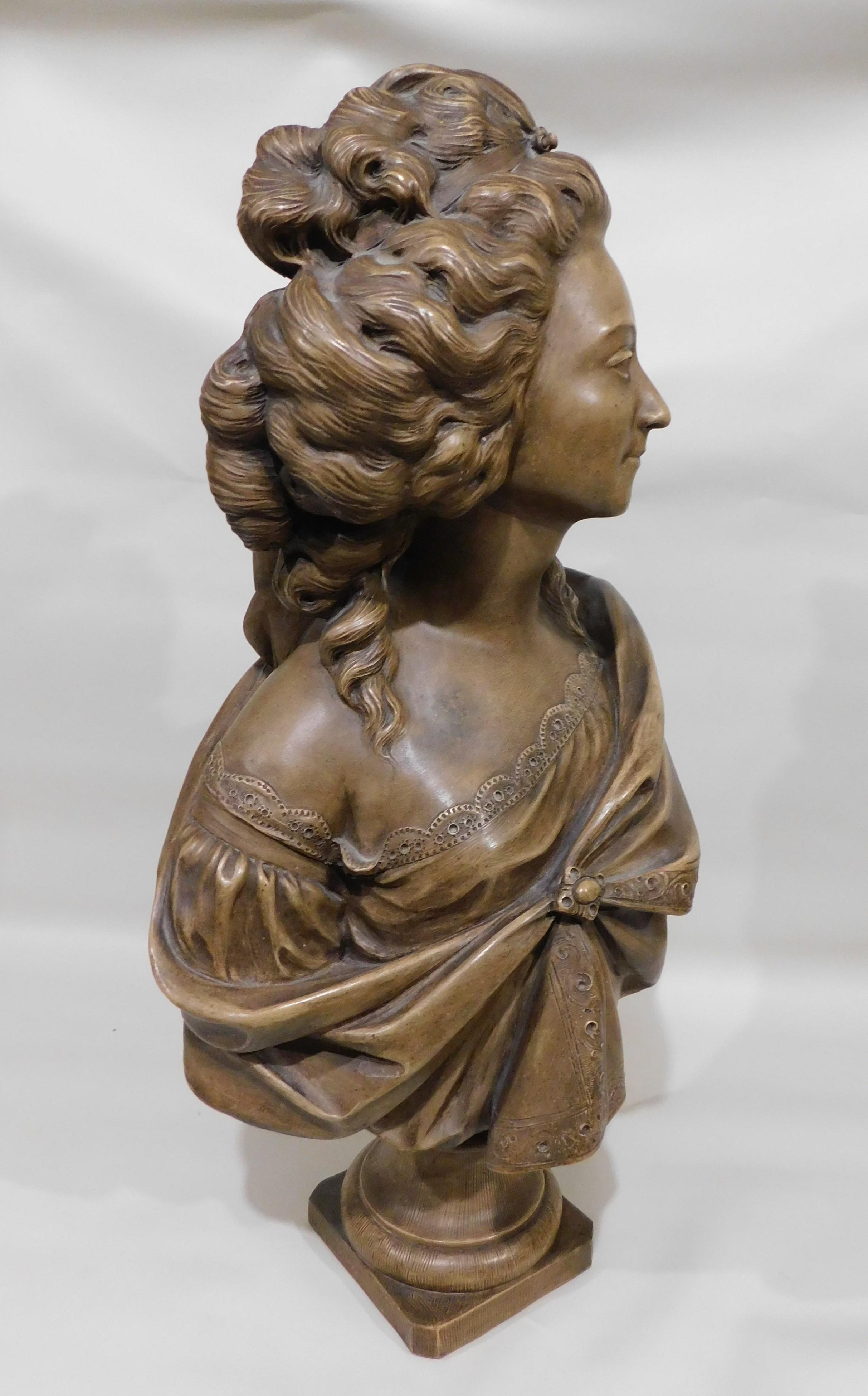 19th Century After Augustin Pajou, French, Large Terracotta Bust For Sale