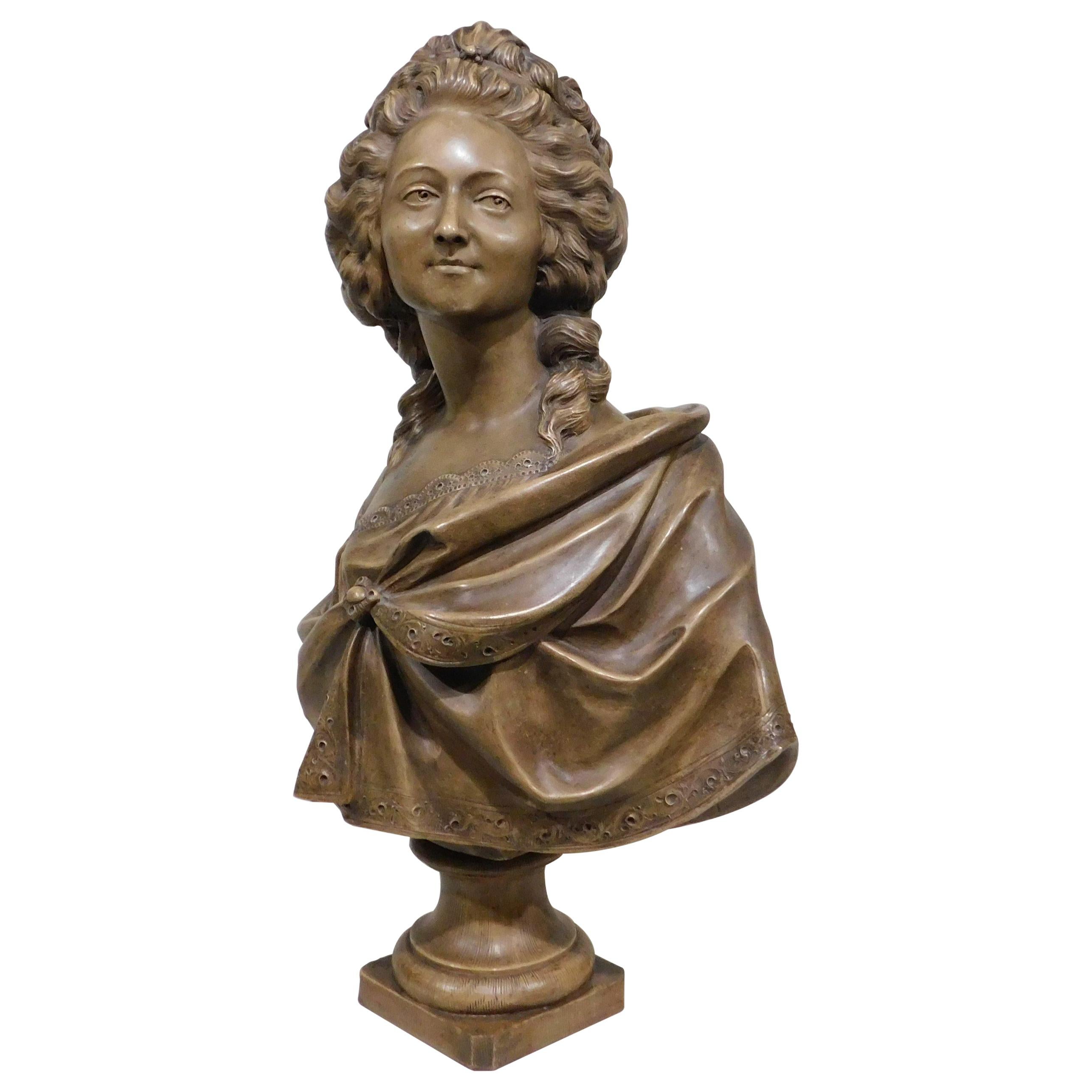 After Augustin Pajou, French, Large Terracotta Bust For Sale