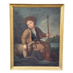 Oil on canvas “Saint John the Baptist, the Good Shepherd” following Bartolomé Es