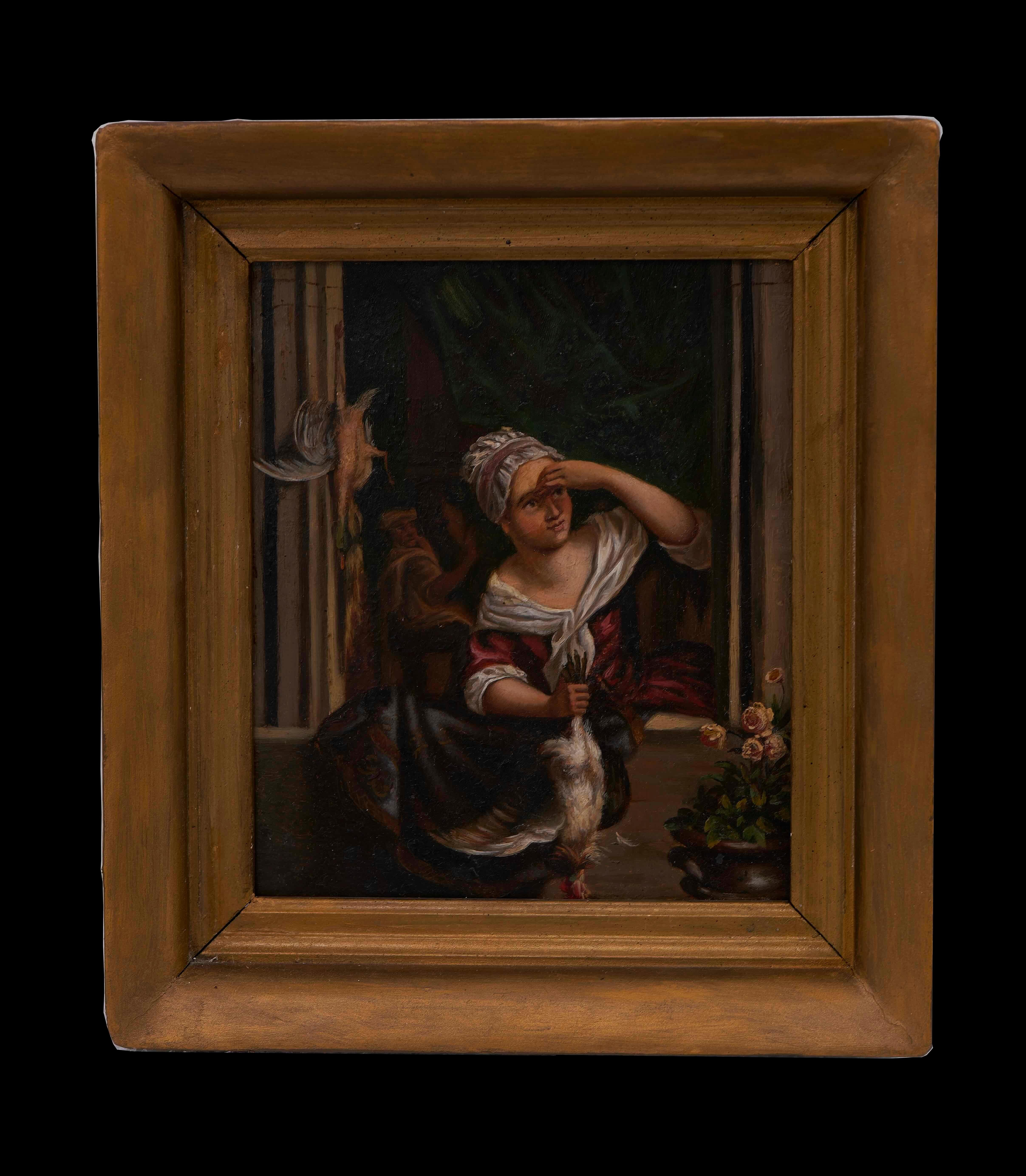 Coppia di dipinti ad olio su rame del XIX secolo continentale - Figurative Painting Marrone di (After) Bartolomé Esteban Murillo