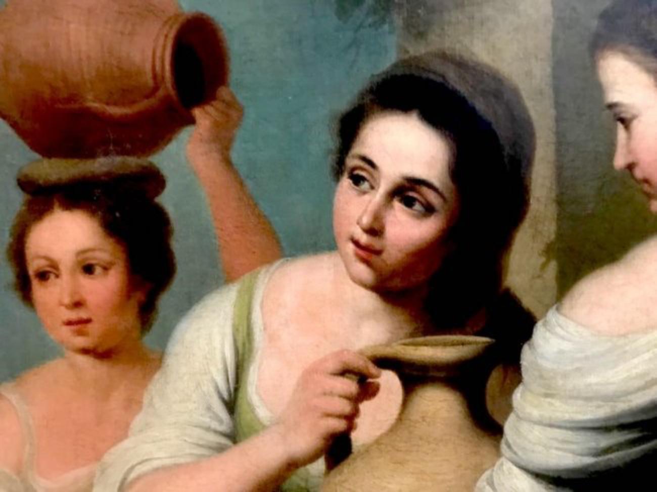 Rebecca and Eliezer. - Black Figurative Painting by (After) Bartolomé Esteban Murillo