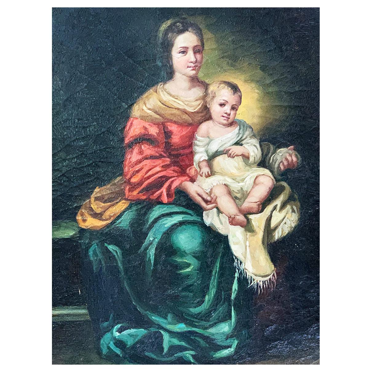 After Bartolomé Esteban Murillo "Virgin and Child" 17th Century Style For Sale