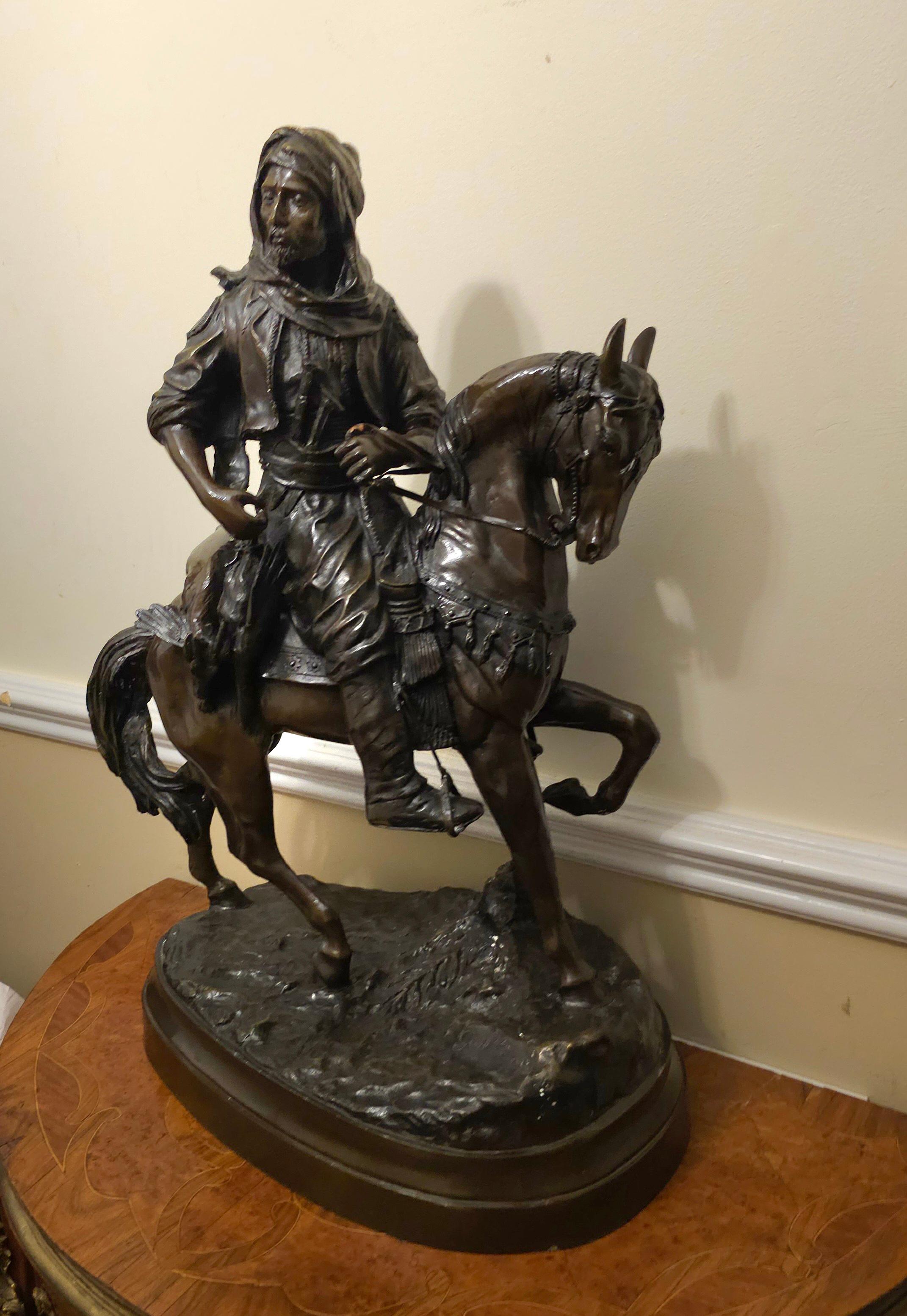 Dopo Barye (XIX secolo) e Guillemin, Cavalier Arabe Revenant De La Chasse in vendita 1