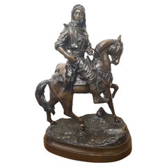 After Barye (19th Century) And Guillemin, Cavalier Arabe Revenant De La Chasse