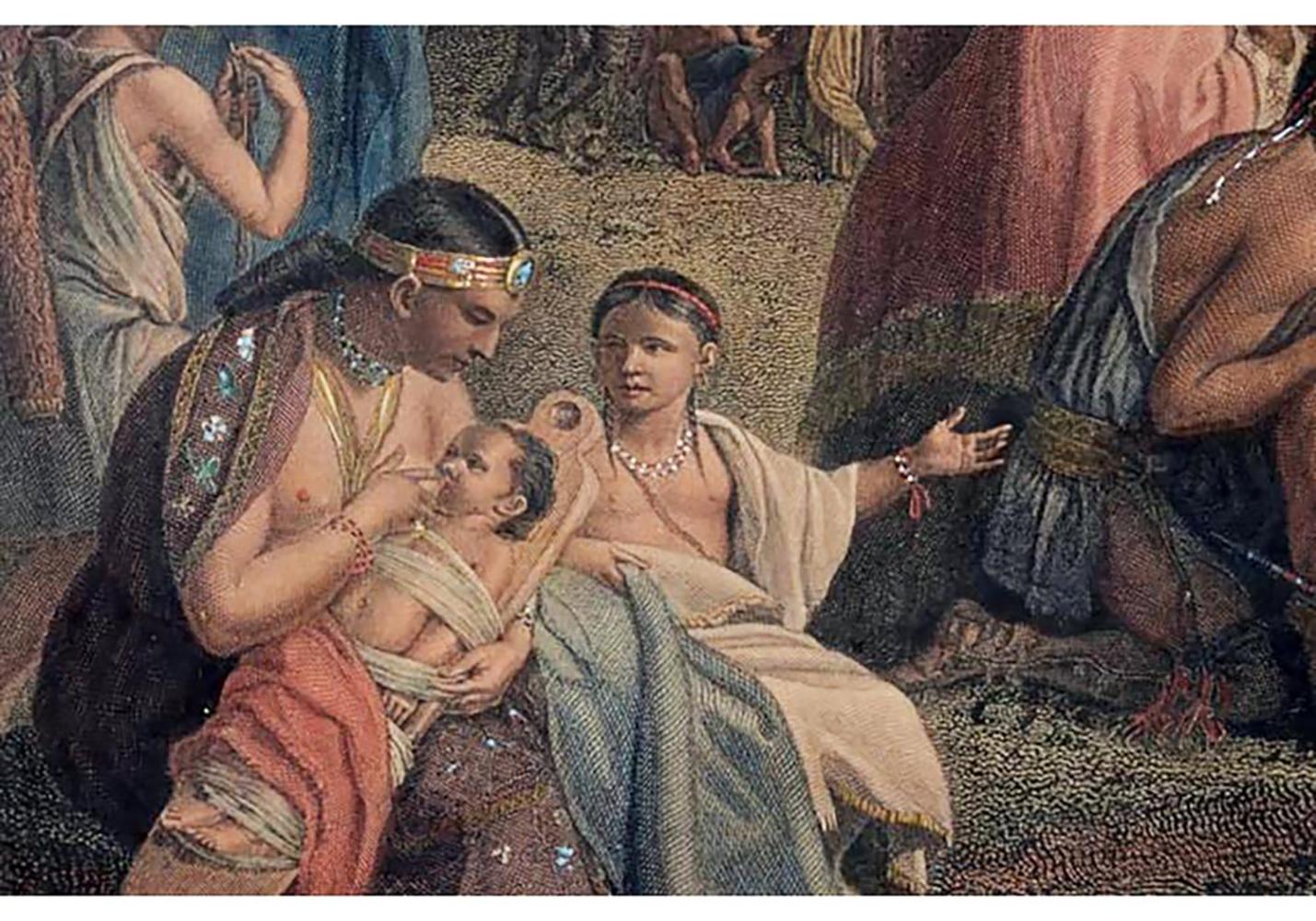 Handkoloriertes Kupferstich „William Penns Vertrag mit den Indianern“ nach Ben West (Braun), Figurative Print, von (After) Benjamin West