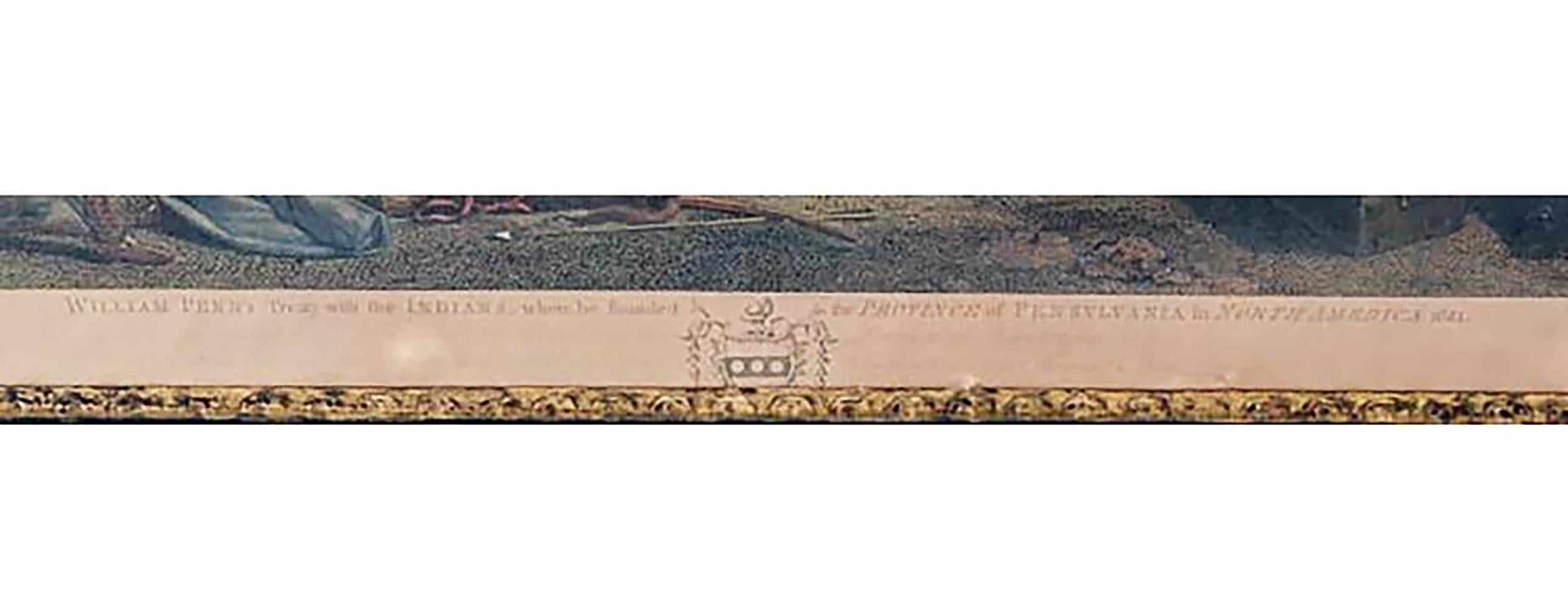 Handkoloriertes Kupferstich „William Penns Vertrag mit den Indianern“ nach Ben West 4