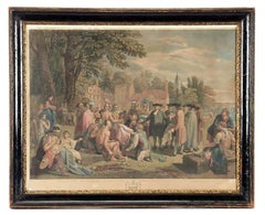 Handkoloriertes Kupferstich „William Penns Vertrag mit den Indianern“ nach Ben West