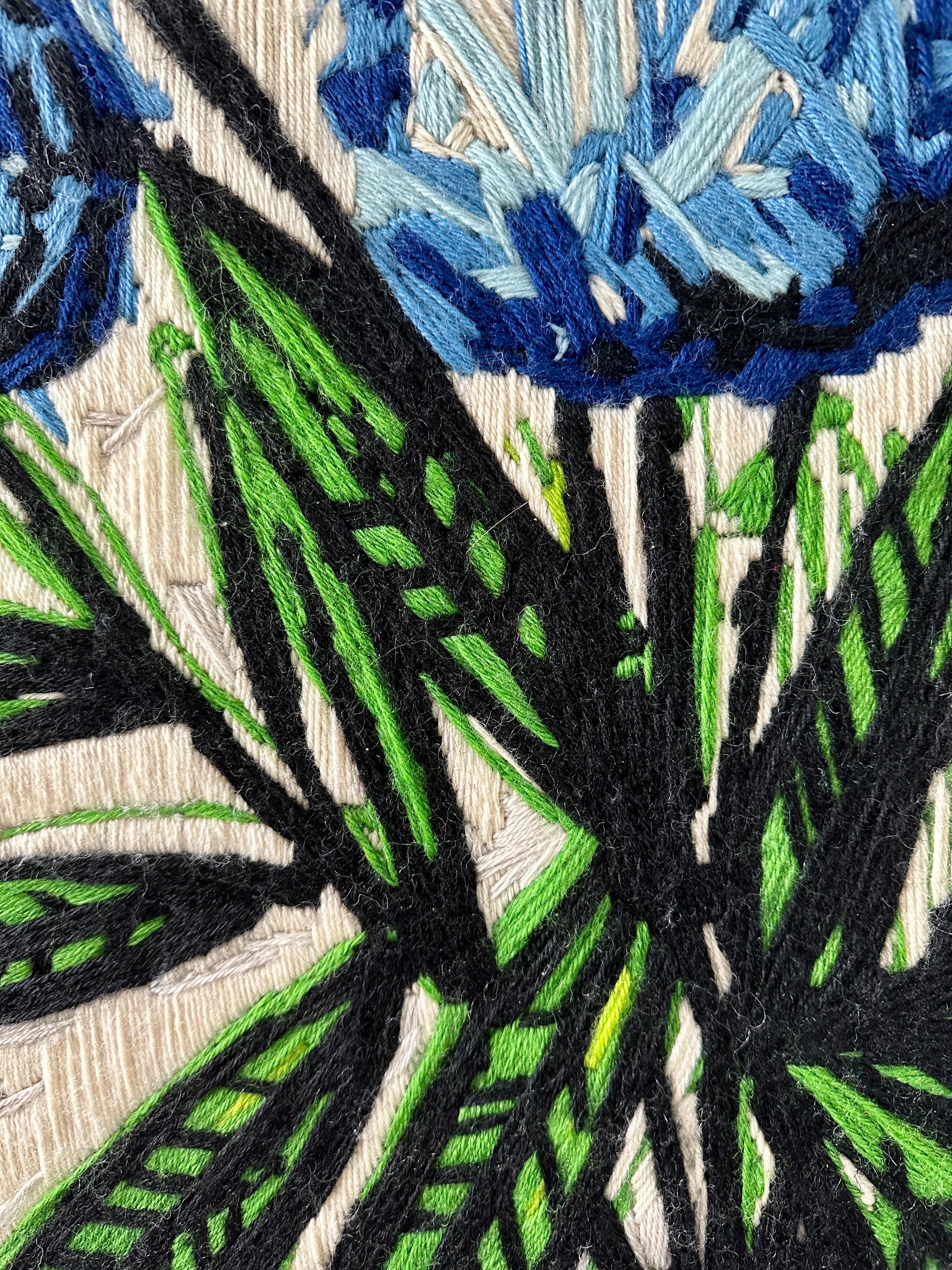 French After Bernard Buffet 1971 Blue Hydrangeas Wool Tapestry Framed Wall Art For Sale