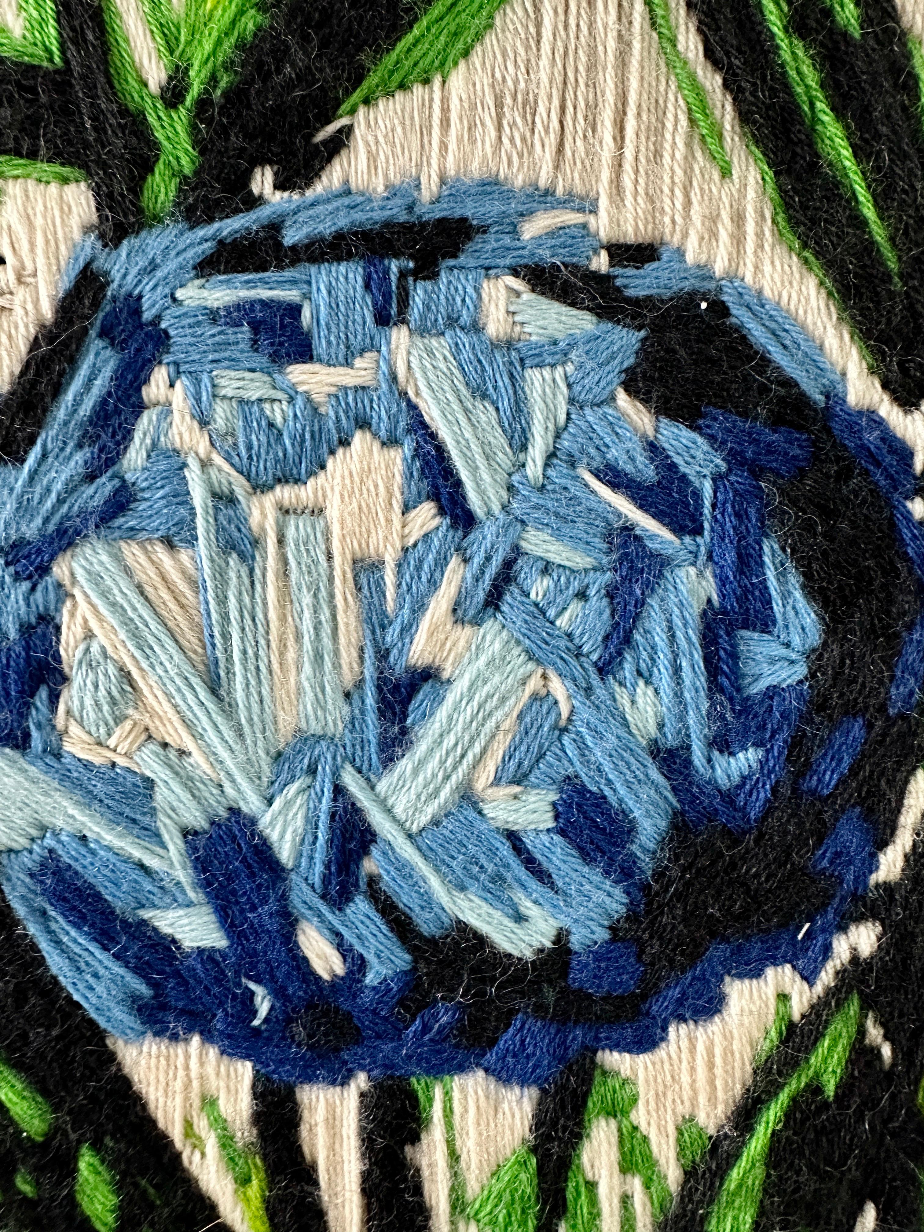 Nach Bernard Buffet 1971 Blau Hydrangeas Wandteppich aus Wolle, gerahmte Wandkunst im Angebot 2