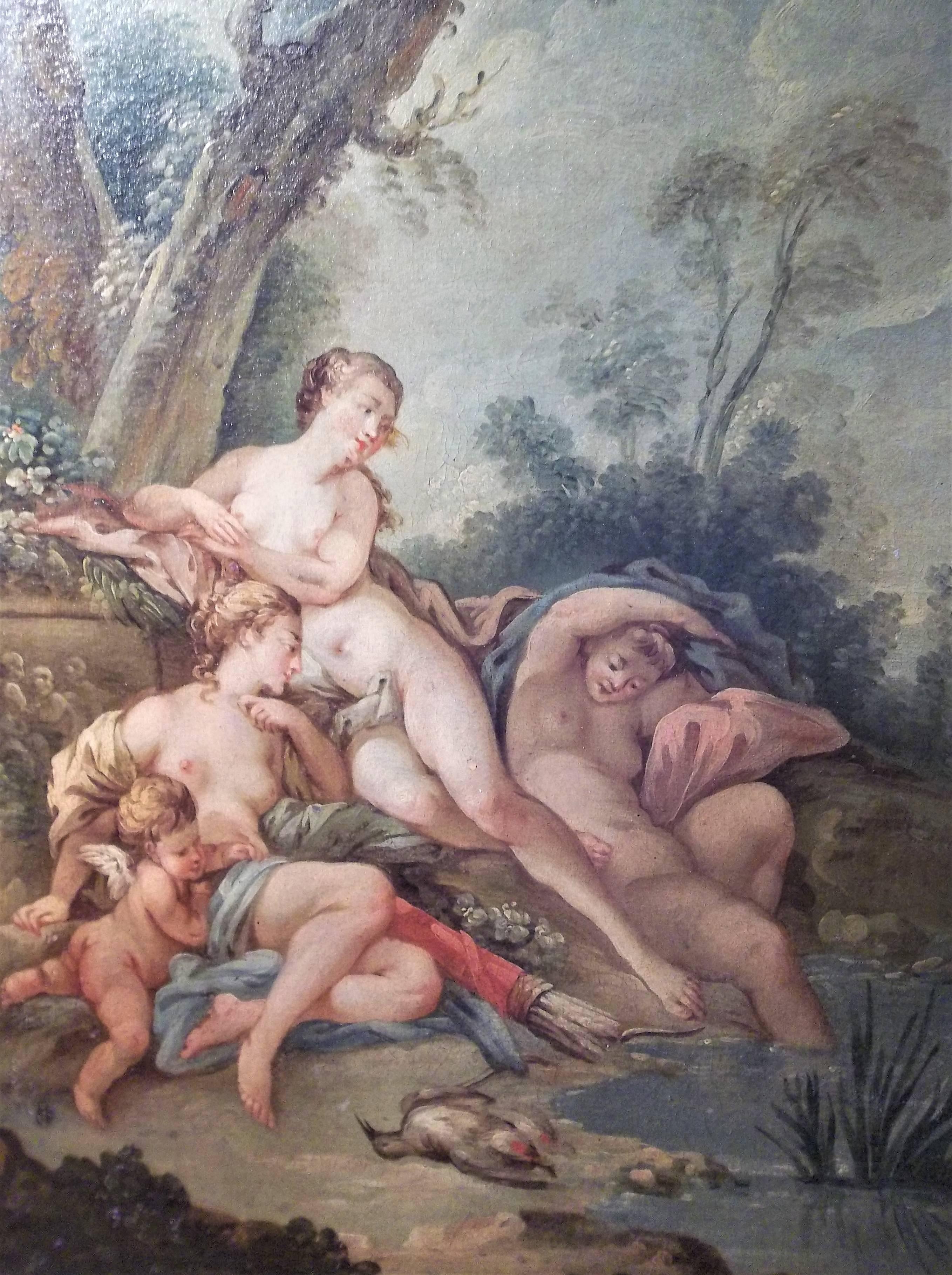 After Boucher , Diana and Nymphs by Pond , Rococo Style For Sale 1