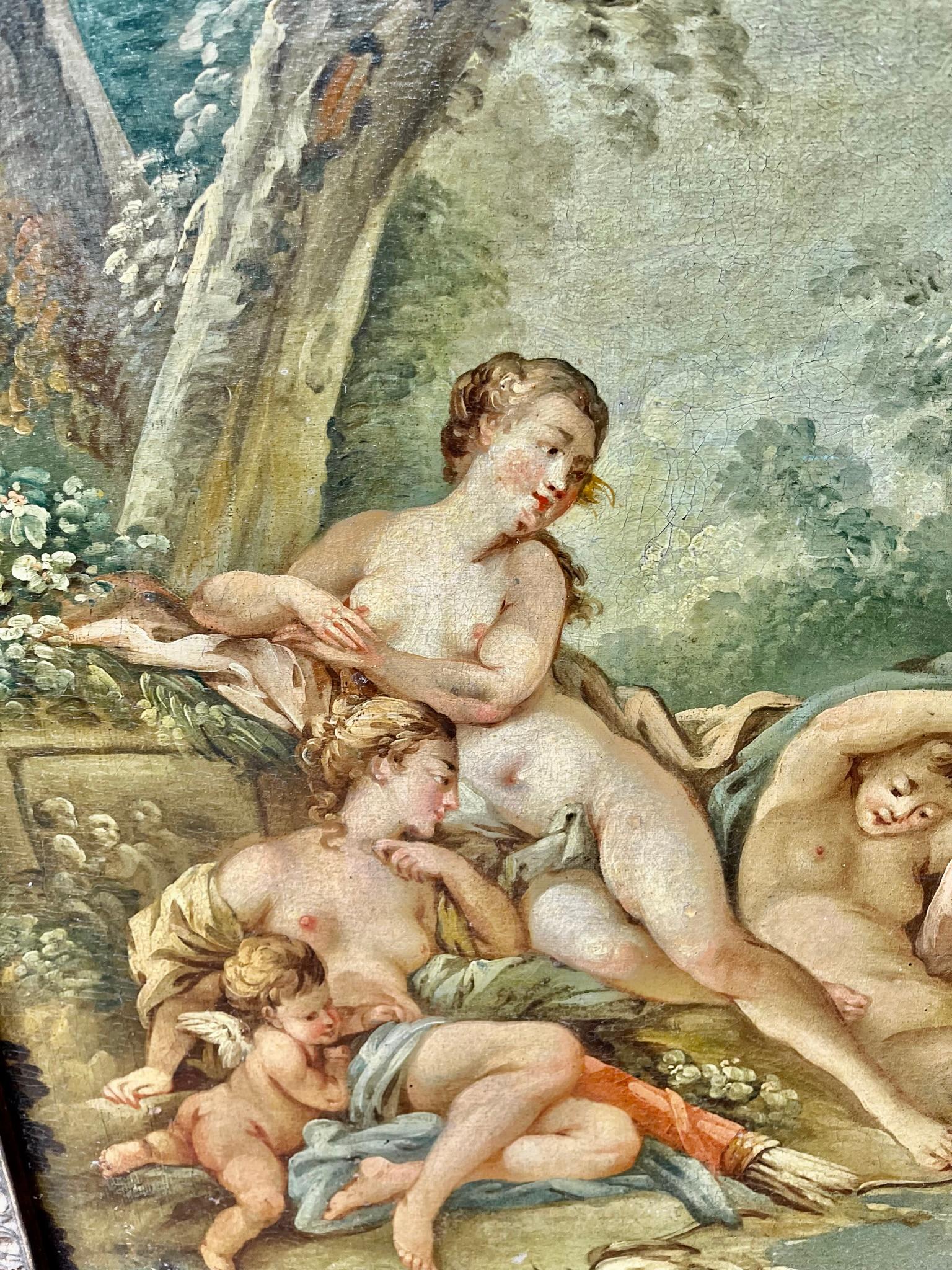 After Boucher , Diana and Nymphs by Pond , Rococo Style In Good Condition For Sale In Nashville, TN