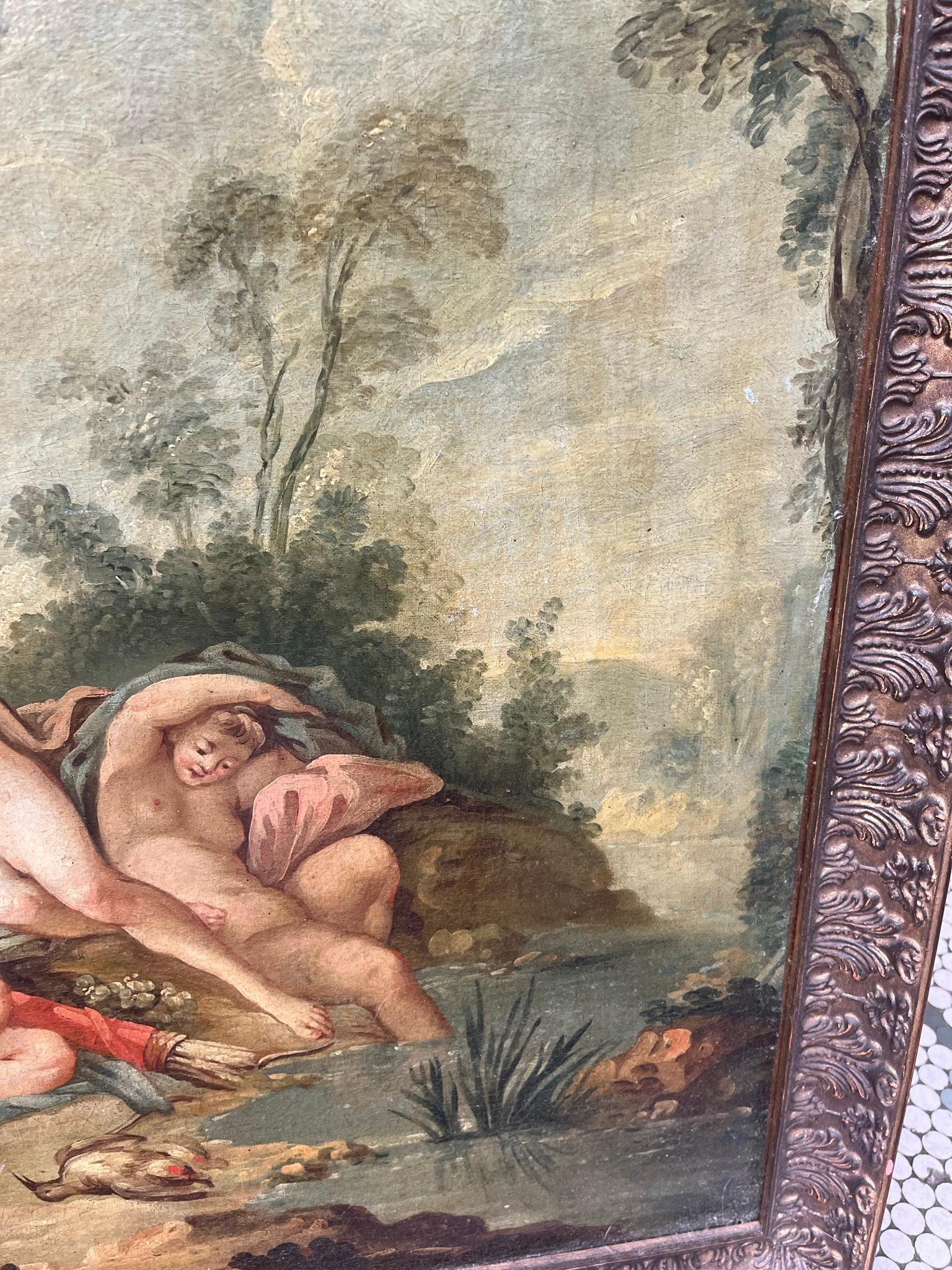 19th Century After Boucher , Diana and Nymphs by Pond , Rococo Style For Sale