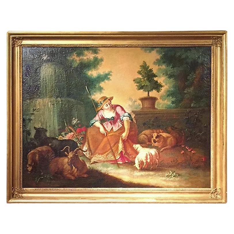 After Boucher Large Rococo Styled Pastoral Scene Possibly of a Series For Sale