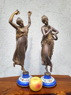 After Canova, Dancer And Musician In Bronze, XIXth Century