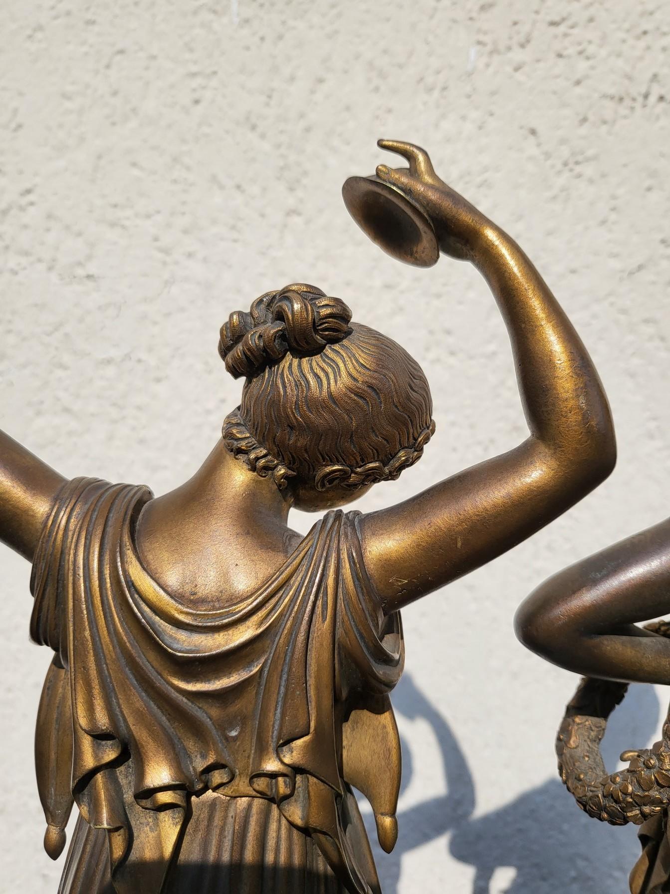 After Canova, Dancer And Musician In Bronze, XIXth Century In Good Condition For Sale In MARSEILLE, FR