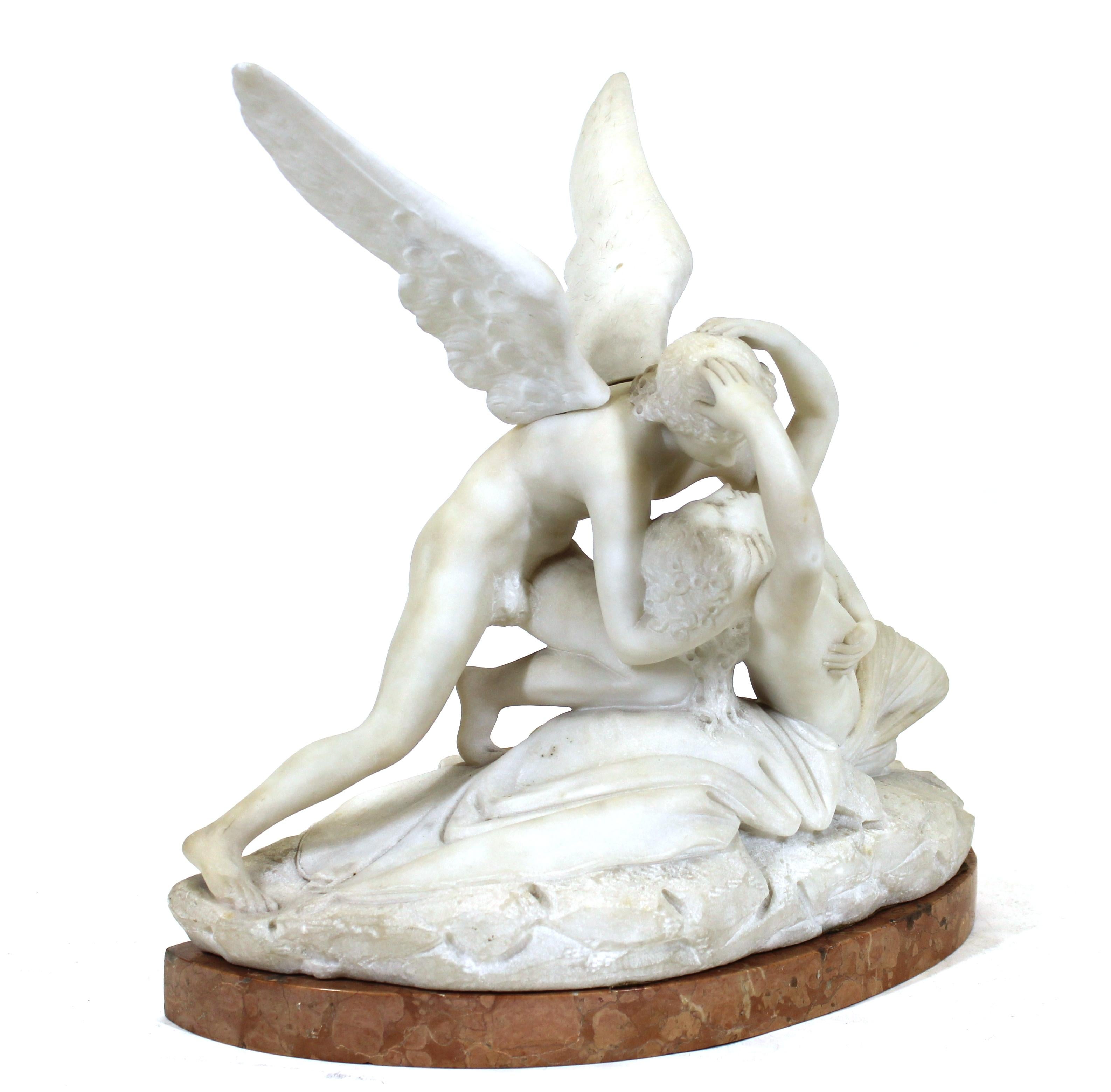 After Canova Italian Grand Tour Marble Cupid & Psyche Sculpture In Good Condition In New York, NY