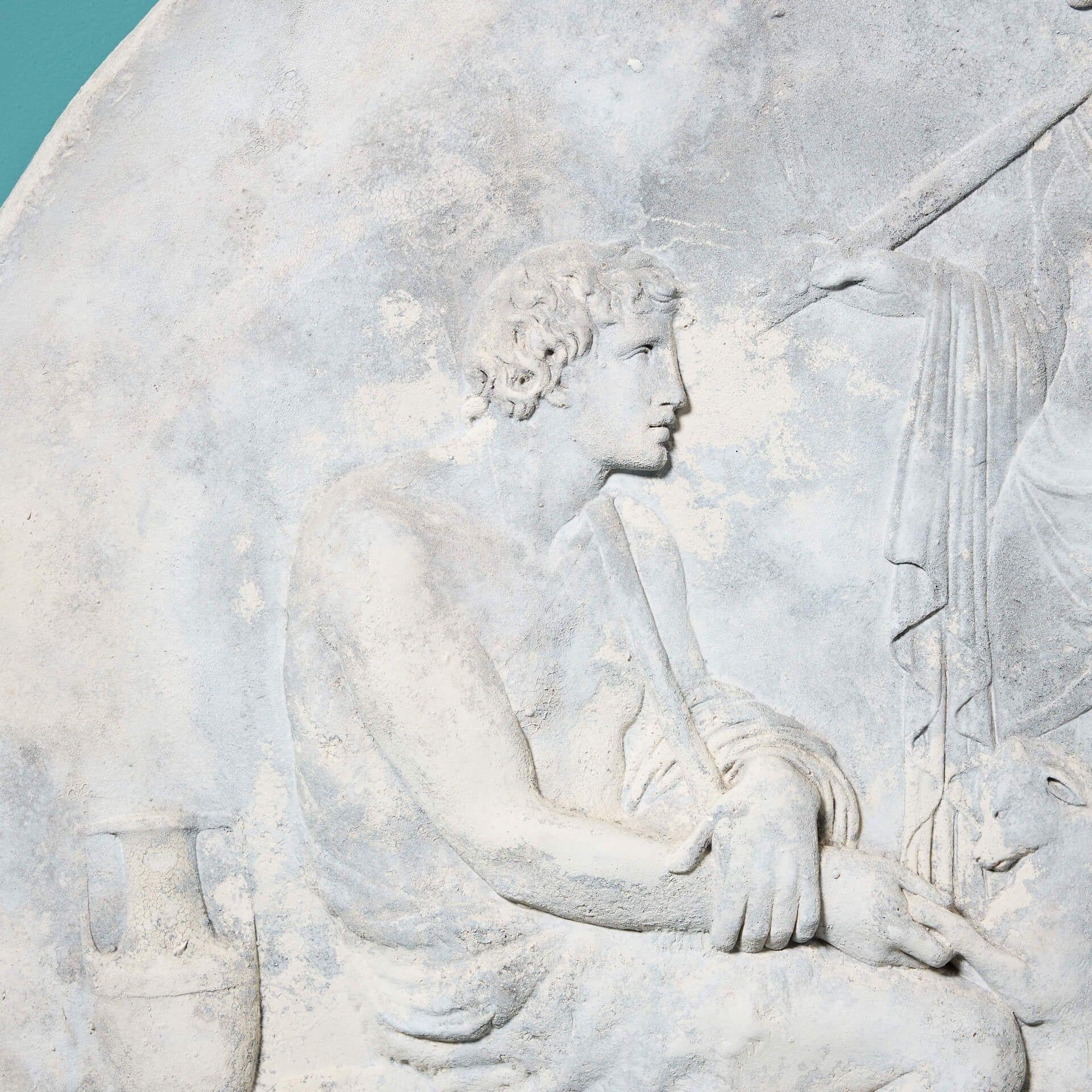 Néoclassique D'après Canova Grand rond de mur en plâtre de style néoclassique en vente