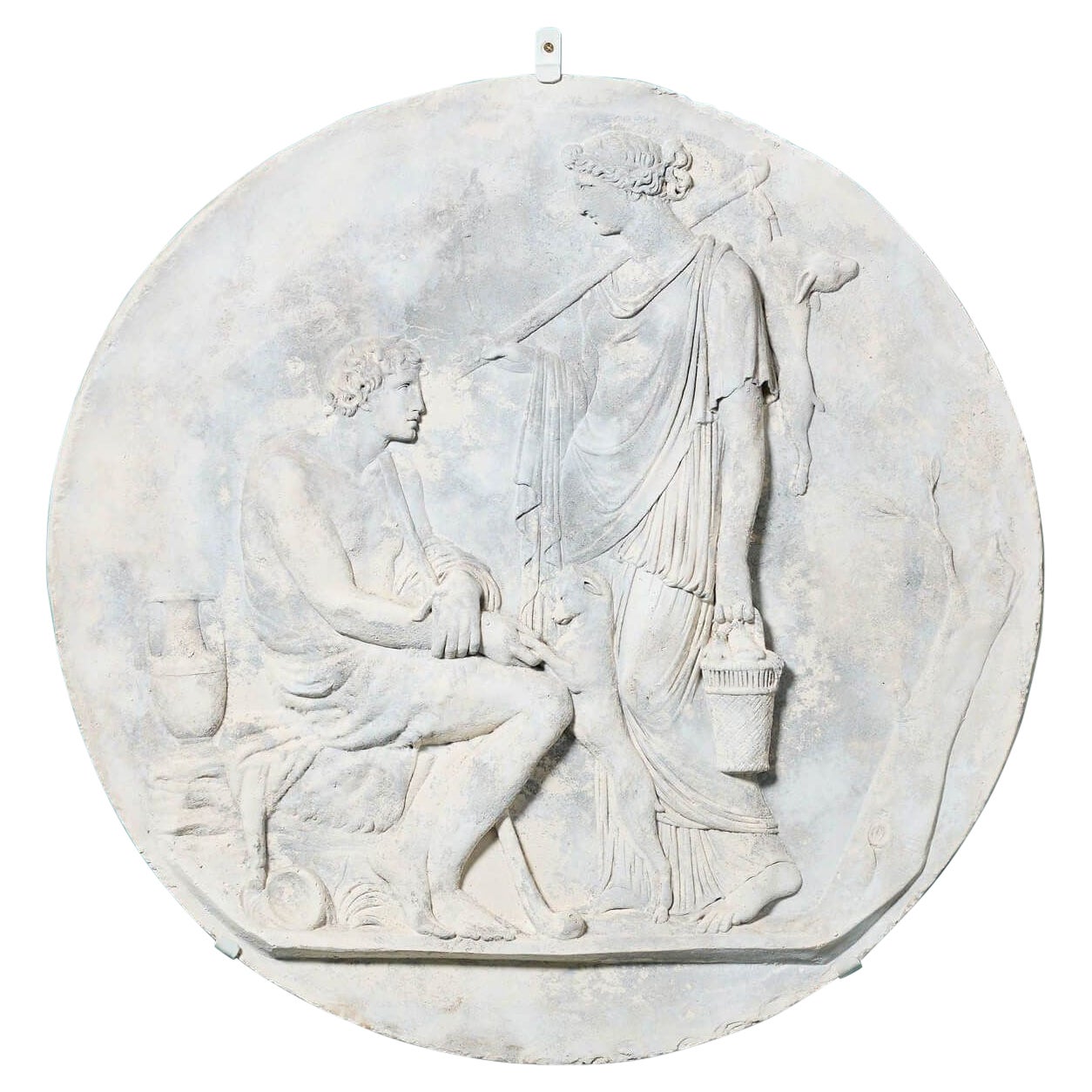 After Canova Large Neoclassical Style Plaster Wall Roundel