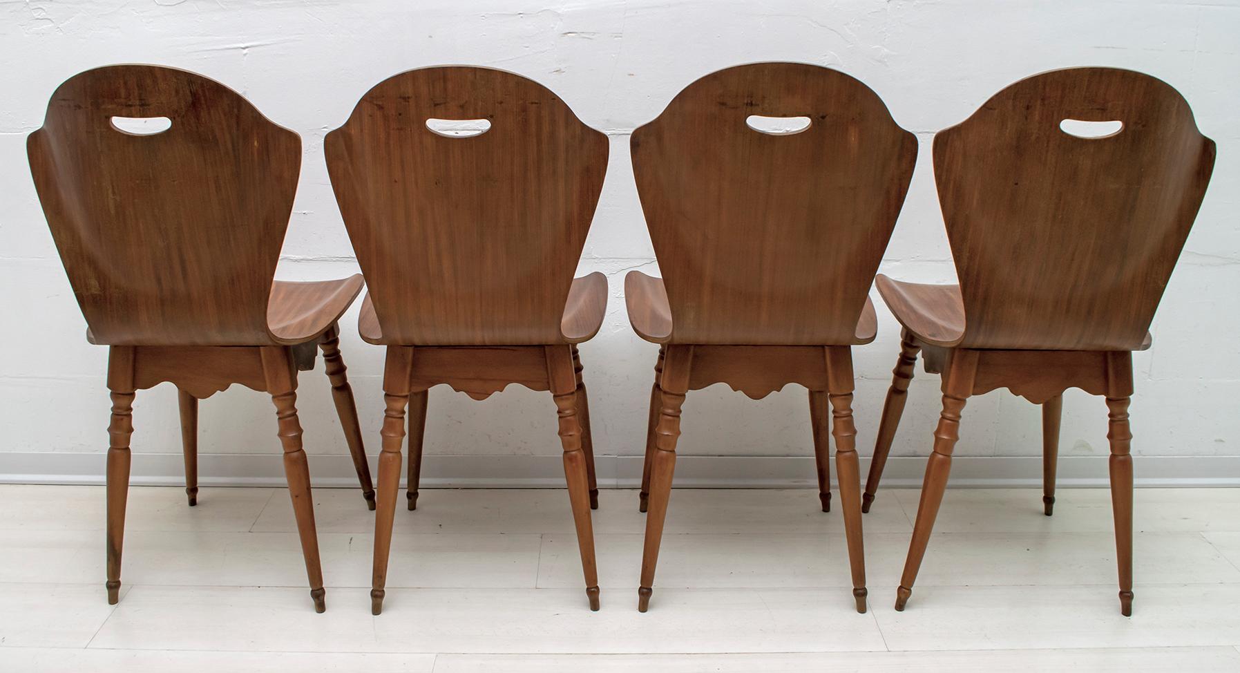 Beech After Carlo Ratti Mid-Century Modern Italian Bentwood Chairs, 1950s For Sale