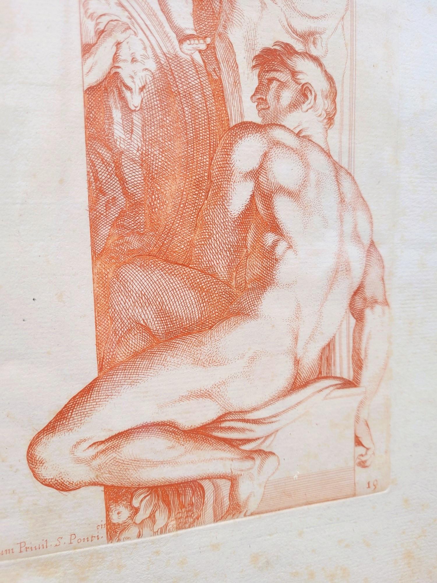D'après Carracci, Atlantes du palais Farnèse, 2 gravures, 17ème siècle ? en vente 9