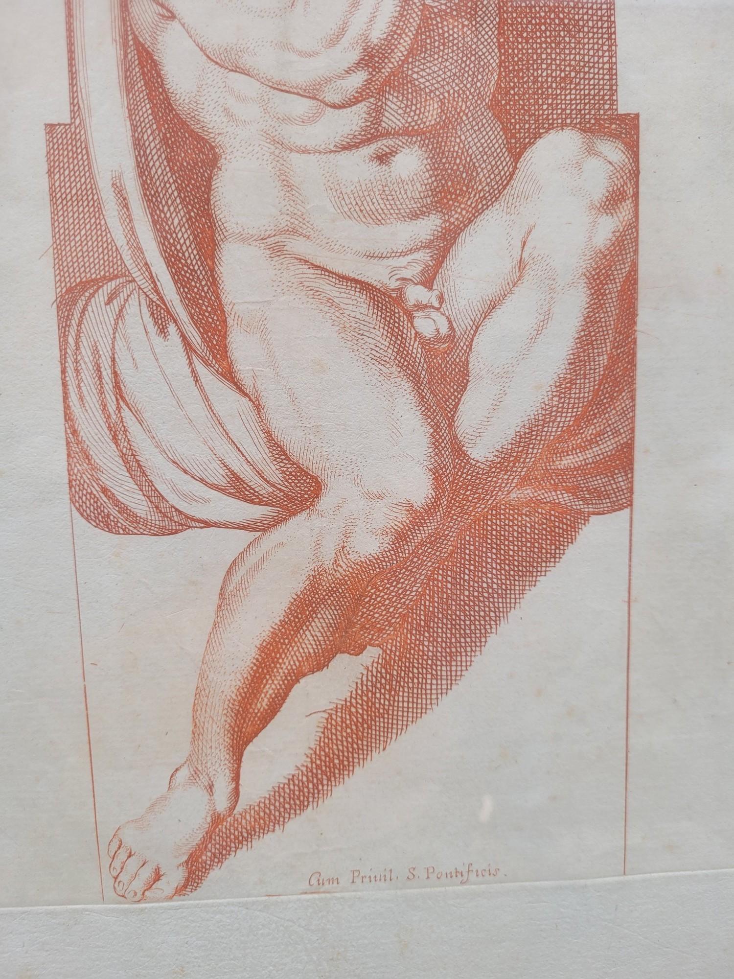 Papier D'après Carracci, Atlantes du palais Farnèse, 2 gravures, 17ème siècle ? en vente